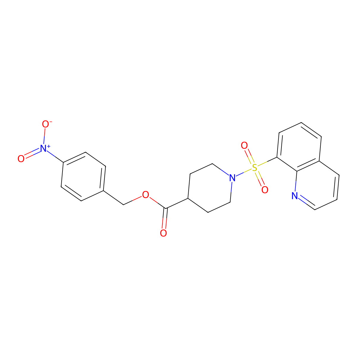 4-Nitrobenzyl 1-(quinolin-8-ylsulfonyl)piperidine-4-carboxylate molecular structure, CAS 327093-29-8