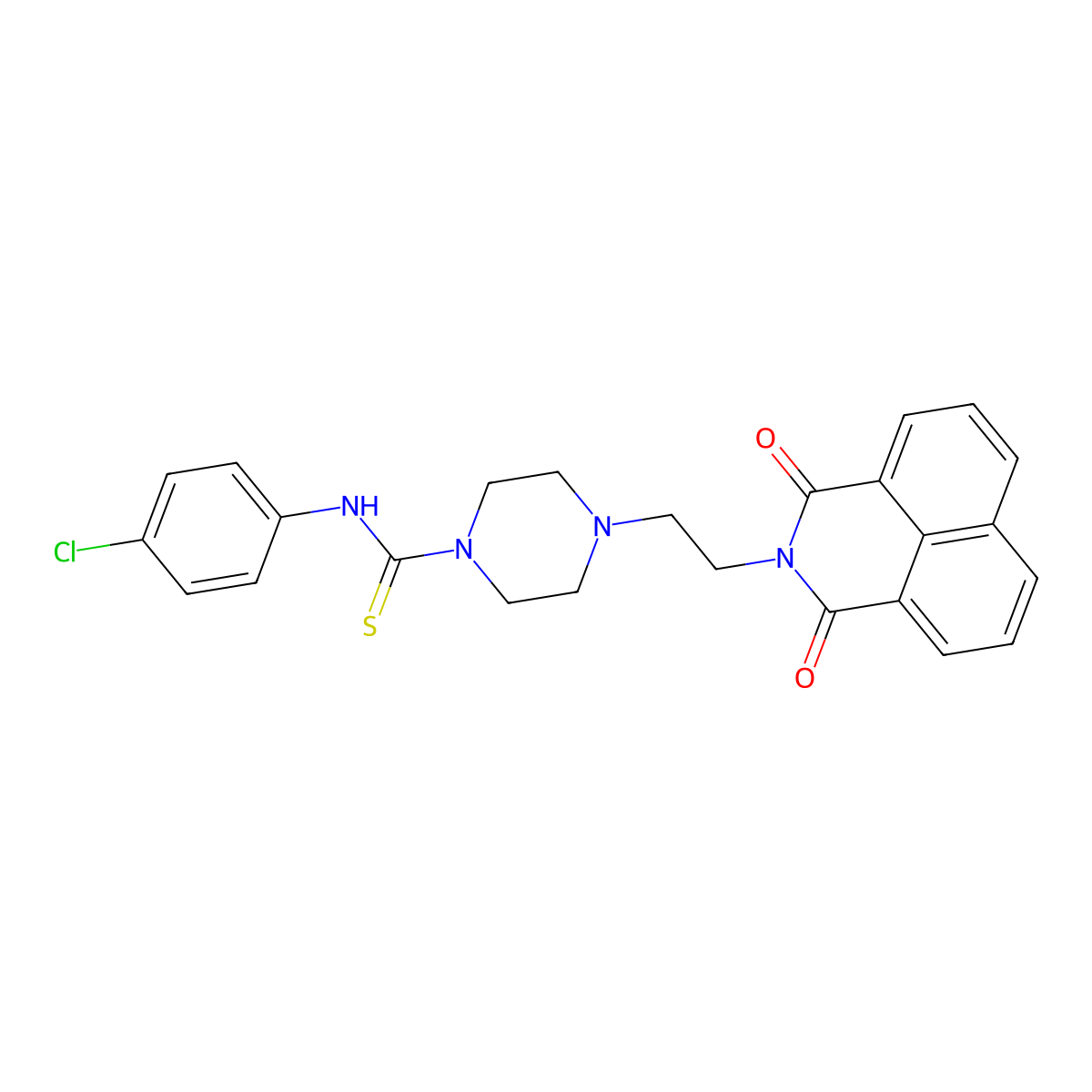 N-(4-chlorophenyl)-4-[2-(1,3-dioxobenzo[de]isoquinolin-2-yl)ethyl]piperazine-1-carbothioamide molecular structure, CAS 327093-43-6