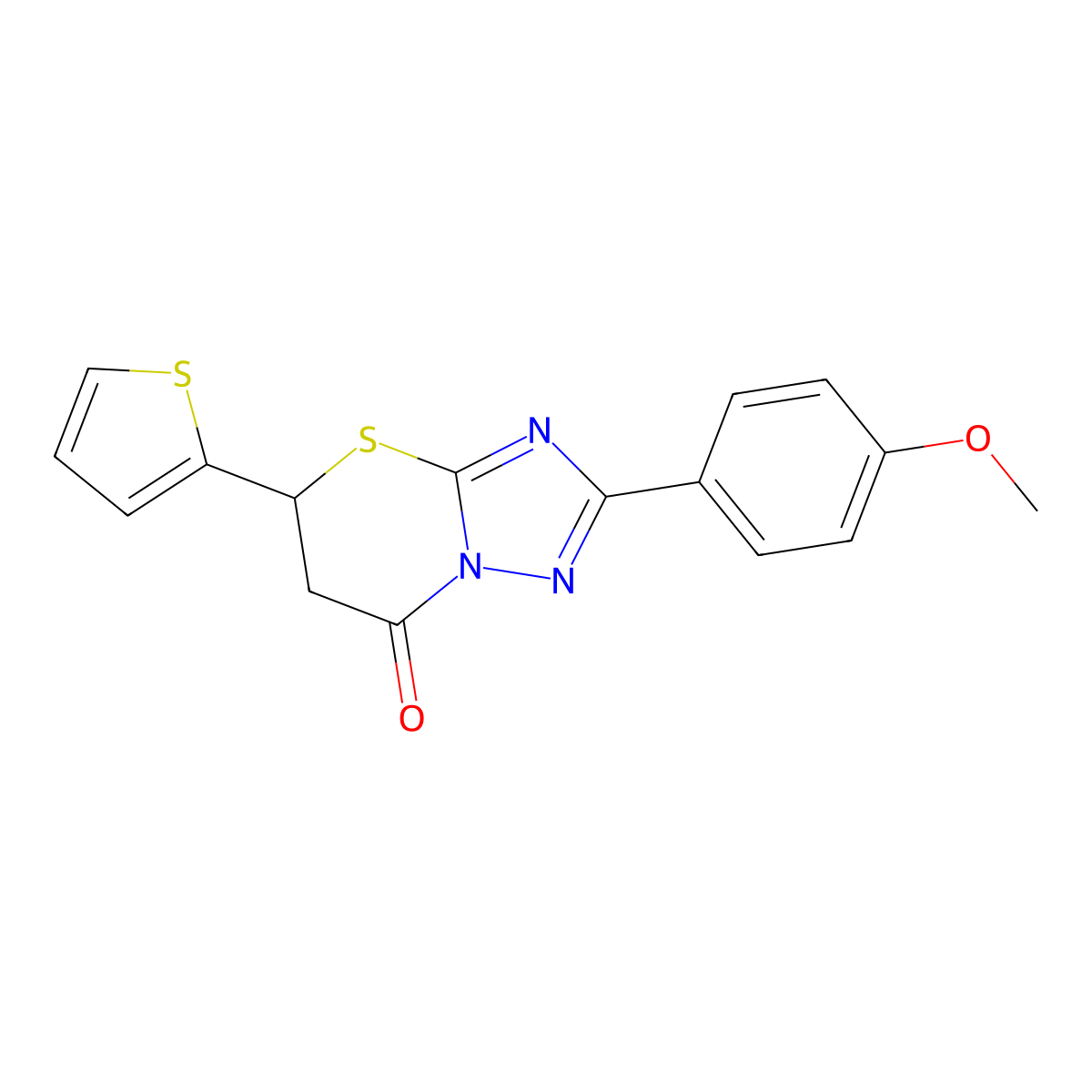 2-(4-methoxyphenyl)-5-(thiophen-2-yl)-5,6-dihydro-7H-[1,2,4]triazolo[5,1-b][1,3]thiazin-7-one molecular structure, CAS 327093-45-8