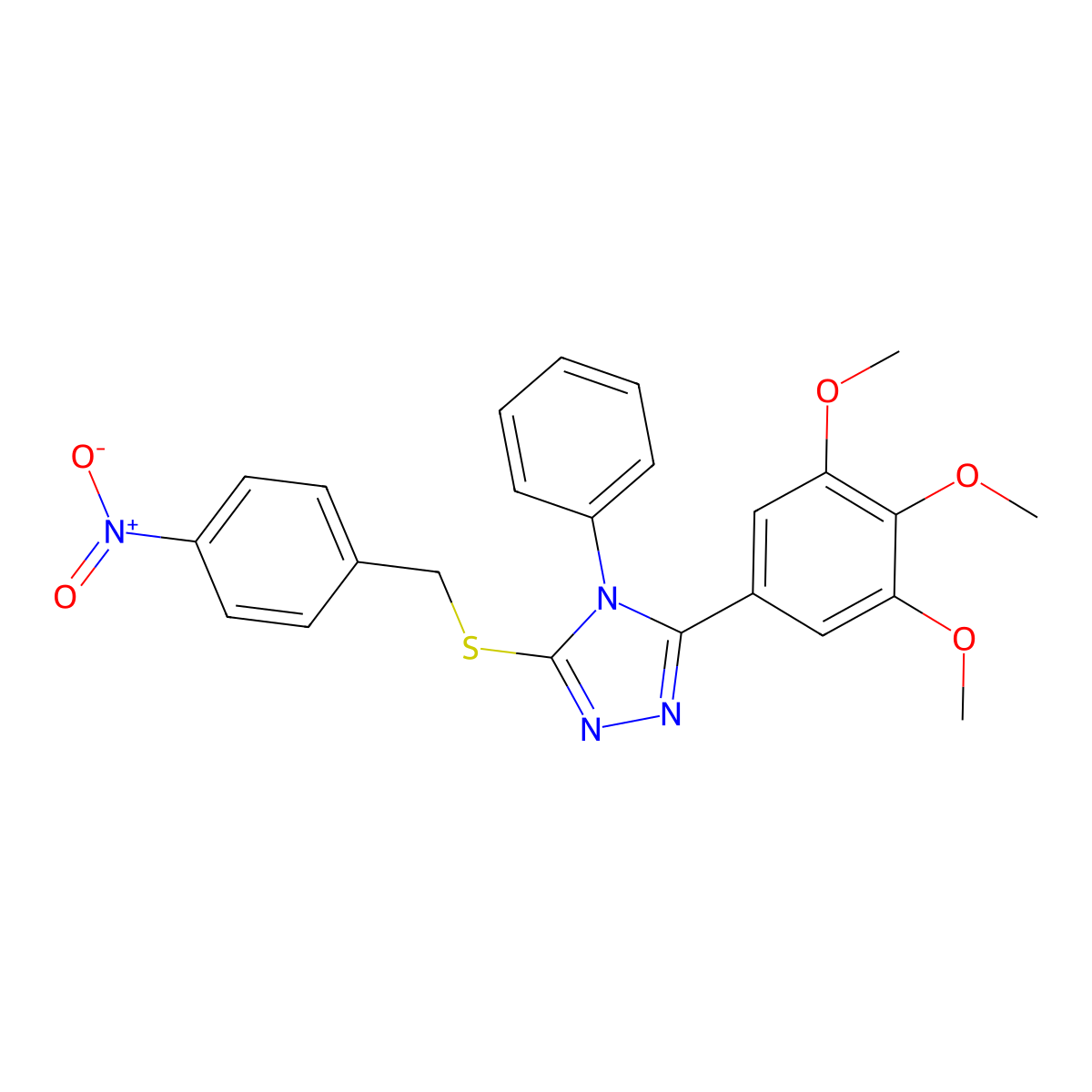 3-[(4-Nitrophenyl)methylsulfanyl]-4-phenyl-5-(3,4,5-trimethoxyphenyl)-1,2,4-triazole molecular structure, CAS 327093-49-2