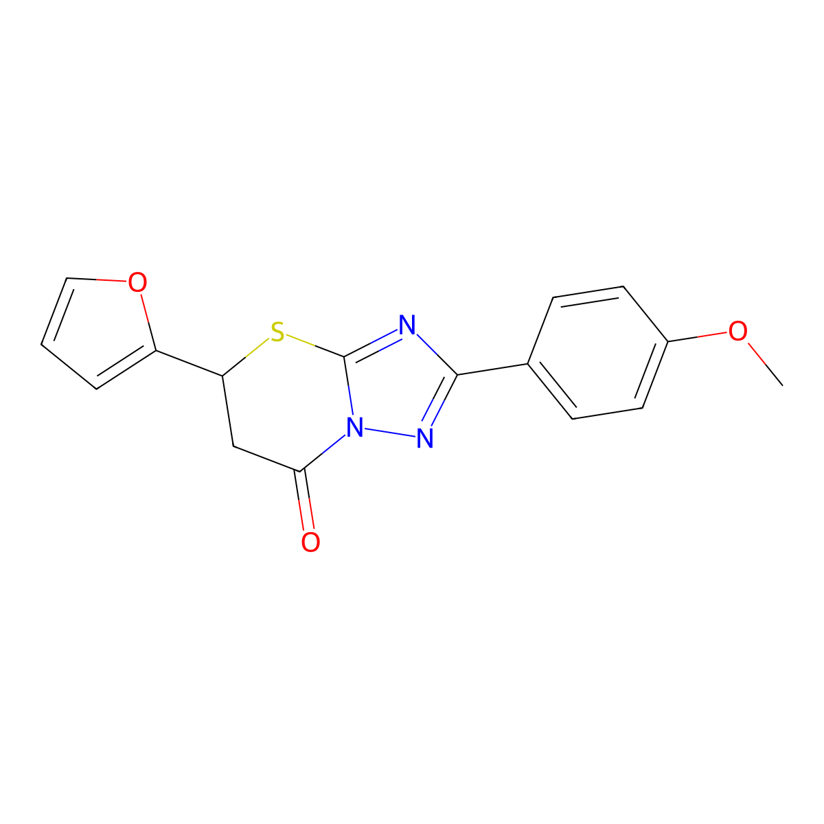 5-(Furan-2-yl)-2-(4-methoxyphenyl)-5,6-dihydro-[1,2,4]triazolo[5,1-b][1,3]thiazin-7-one molecular structure, CAS 327093-53-8