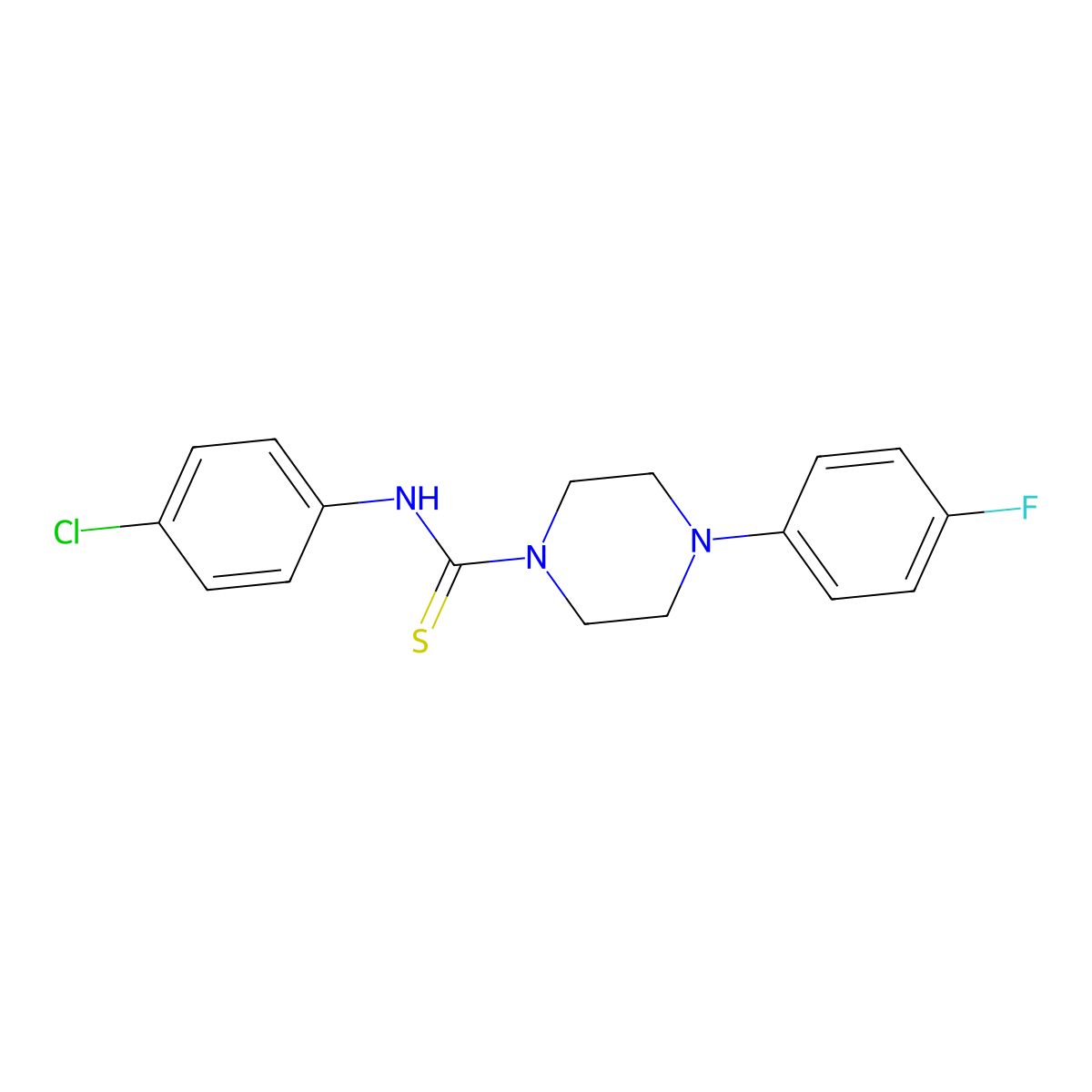 N-(4-chlorophenyl)-4-(4-fluorophenyl)piperazine-1-carbothioamide molecular structure, CAS 327093-55-0