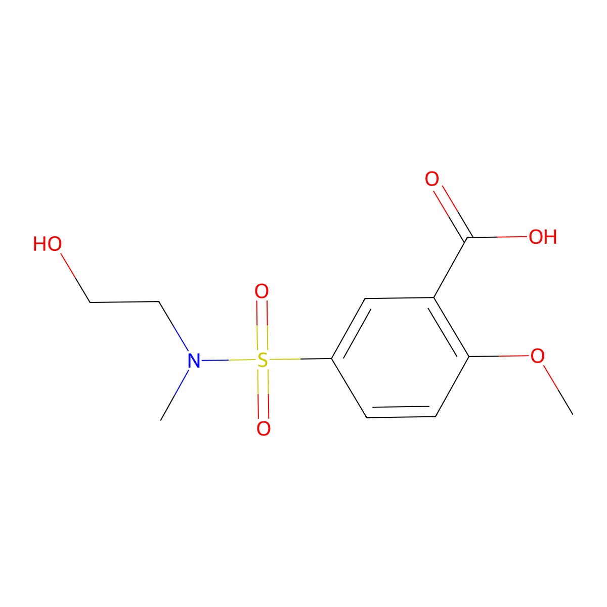 5-[(2-Hydroxyethyl)(methyl)sulfamoyl]-2-methoxybenzoic acid molecular structure, CAS 327093-76-5