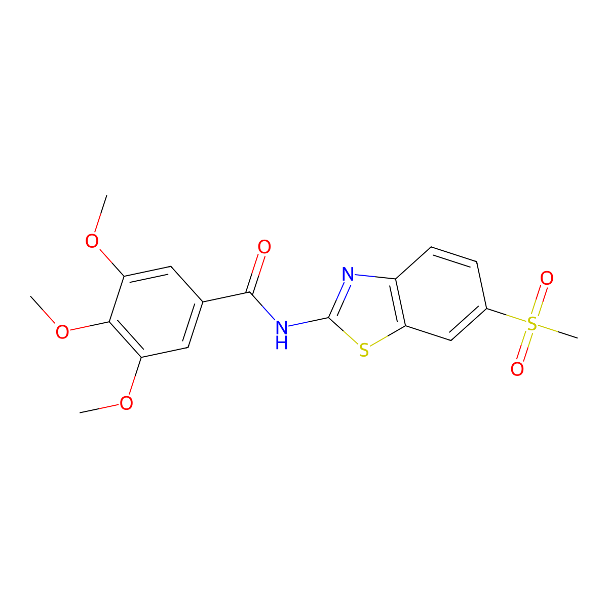 3,4,5-trimethoxy-N-(6-(methylsulfonyl)benzo[d]thiazol-2-yl)benzamide molecular structure, CAS 327093-93-6