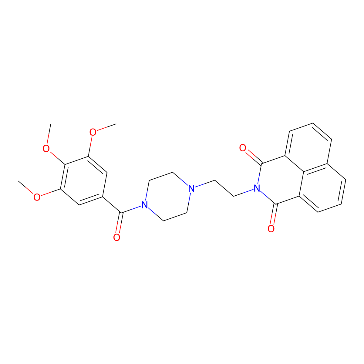 2-(2-(4-(3,4,5-trimethoxybenzoyl)piperazin-1-yl)ethyl)-1H-benzo[de]isoquinoline-1,3(2H)-dione molecular structure, CAS 327093-95-8