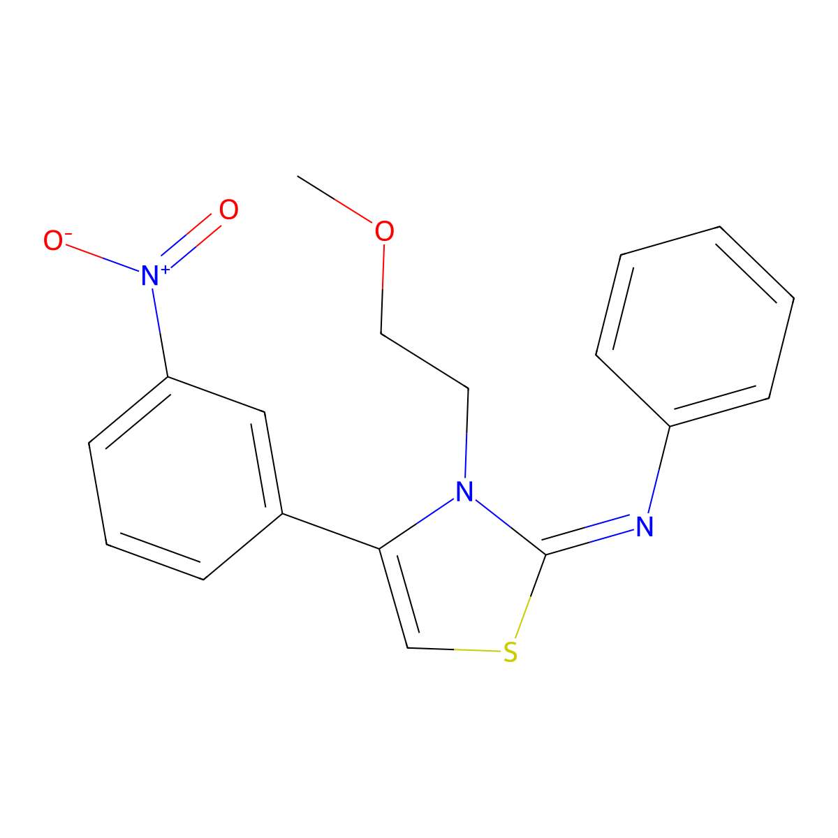 (Z)-N-(3-(2-methoxyethyl)-4-(3-nitrophenyl)thiazol-2(3H)-ylidene)aniline molecular structure, CAS 327093-96-9