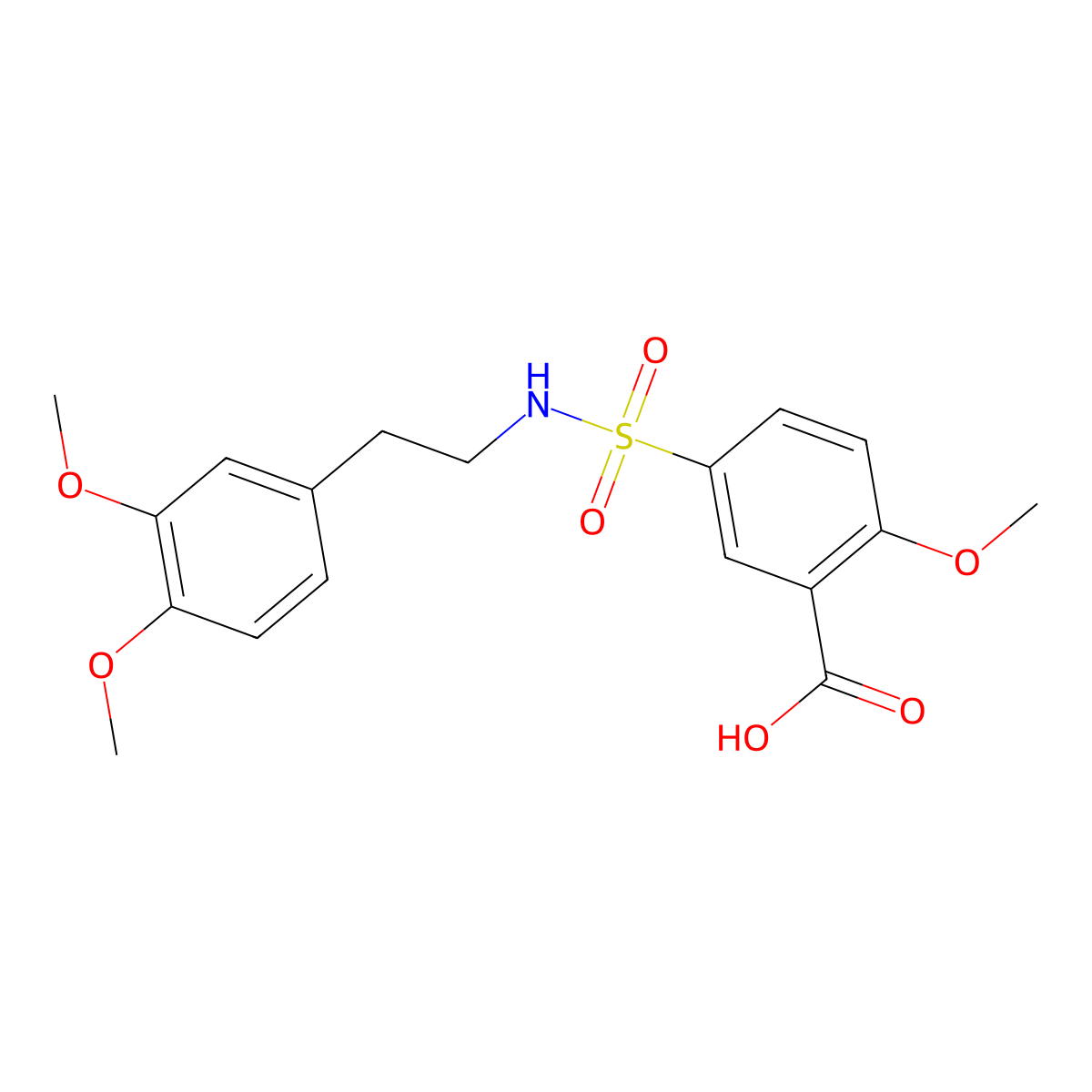5-{[2-(3,4-Dimethoxyphenyl)ethyl]sulfamoyl}-2-methoxybenzoic acid molecular structure, CAS 327093-97-0