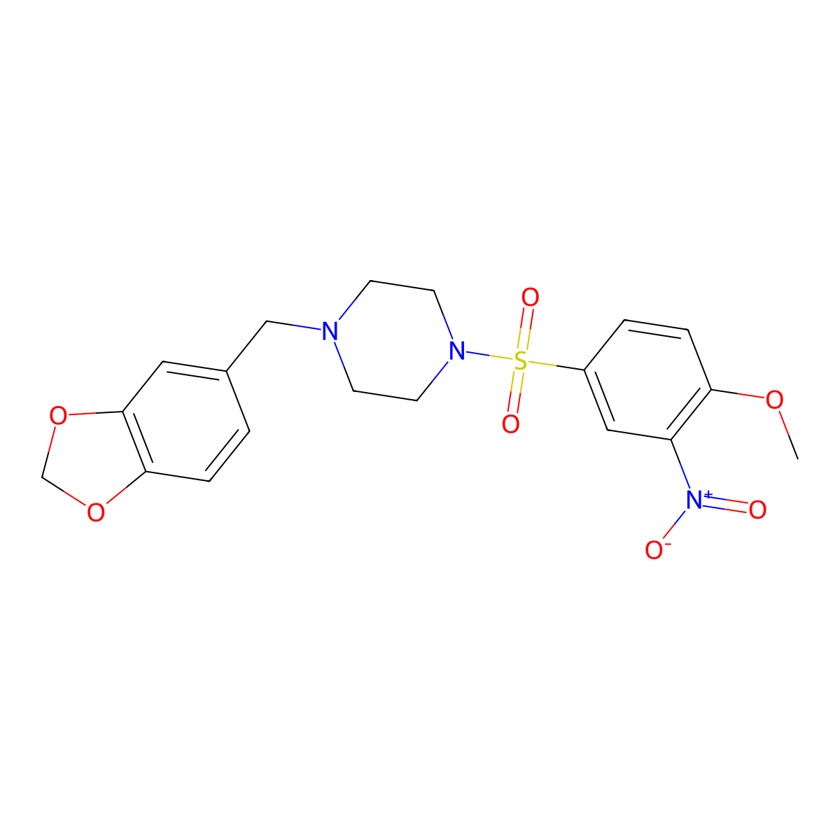 1-(1,3-Benzodioxol-5-ylmethyl)-4-(4-methoxy-3-nitrophenyl)sulfonylpiperazine molecular structure, CAS 327094-15-5