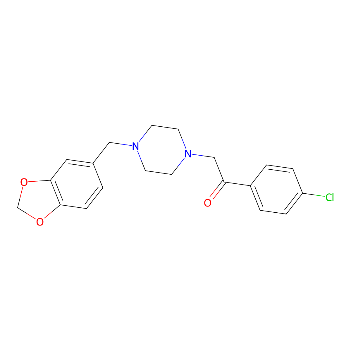 2-[4-(1,3-Benzodioxol-5-ylmethyl)piperazin-1-yl]-1-(4-chlorophenyl)ethanone molecular structure, CAS 327094-24-6