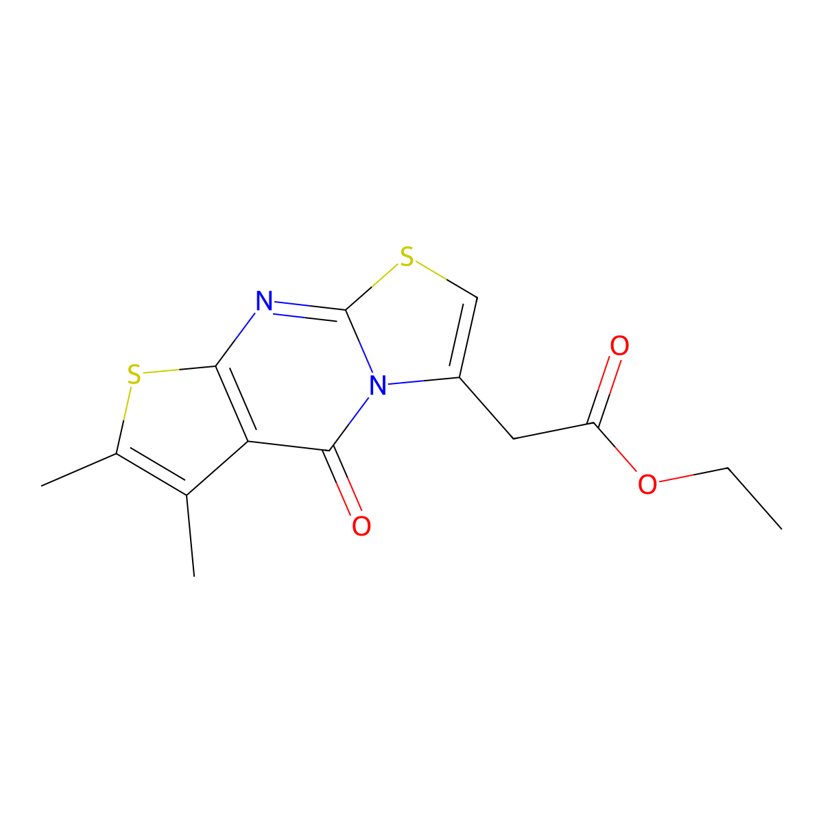 ethyl (6,7-dimethyl-5-oxo-5H-[1,3]thiazolo[3,2-a]thieno[2,3-d]pyrimidin-3-yl)acetate molecular structure, CAS 327094-68-8