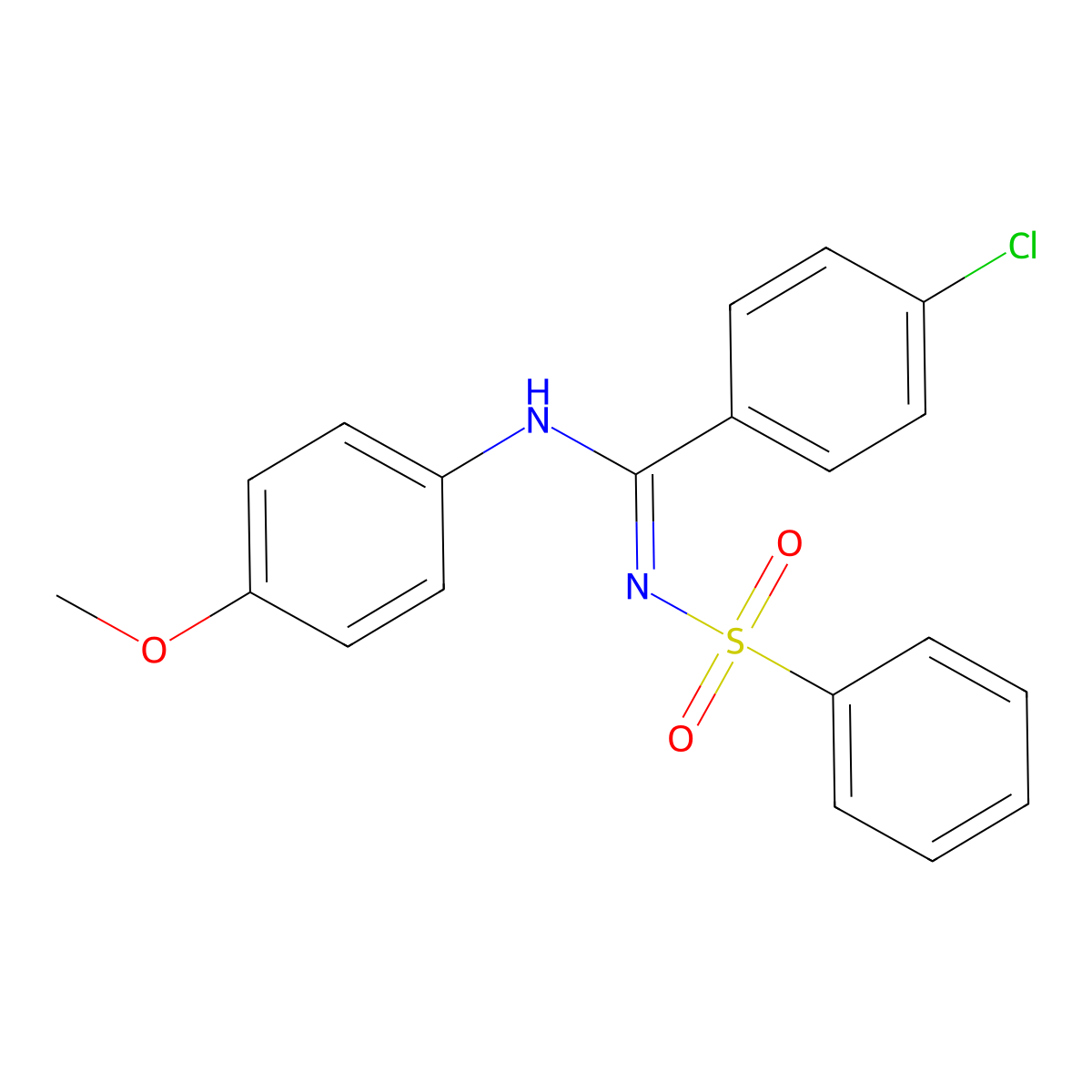 N'-(benzenesulfonyl)-4-chloro-N-(4-methoxyphenyl)benzenecarboximidamide molecular structure, CAS 327095-74-9
