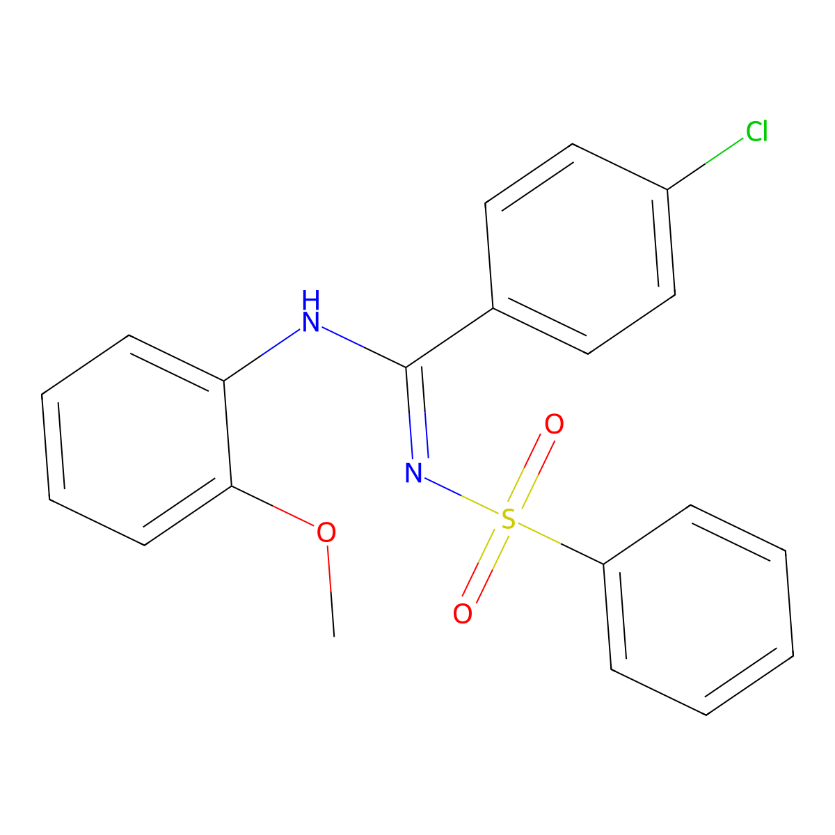 4-chloro-N-(2-methoxyphenyl)-N'-(phenylsulfonyl)benzimidamide molecular structure, CAS 327095-92-1