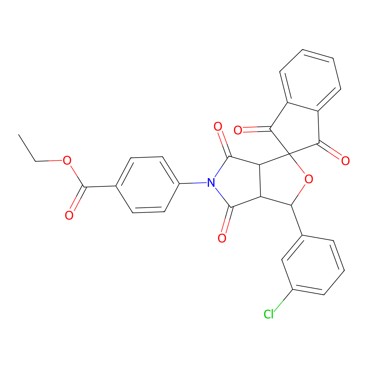 ethyl 4-[1-(3-chlorophenyl)-1',3',4,6-tetraoxospiro[3a,6a-dihydro-1H-furo[3,4-c]pyrrole-3,2'-indene]-5-yl]benzoate molecular structure, CAS 327097-20-1