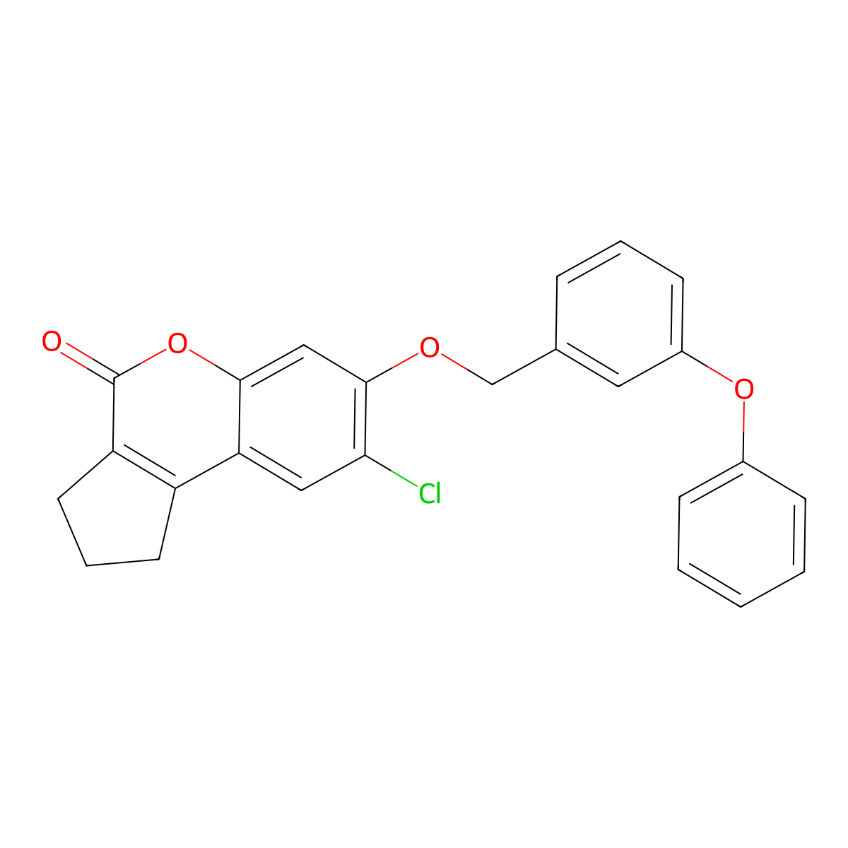 8-chloro-7-[(3-phenoxybenzyl)oxy]-2,3-dihydrocyclopenta[c]chromen-4(1H)-one molecular structure, CAS 327097-27-8
