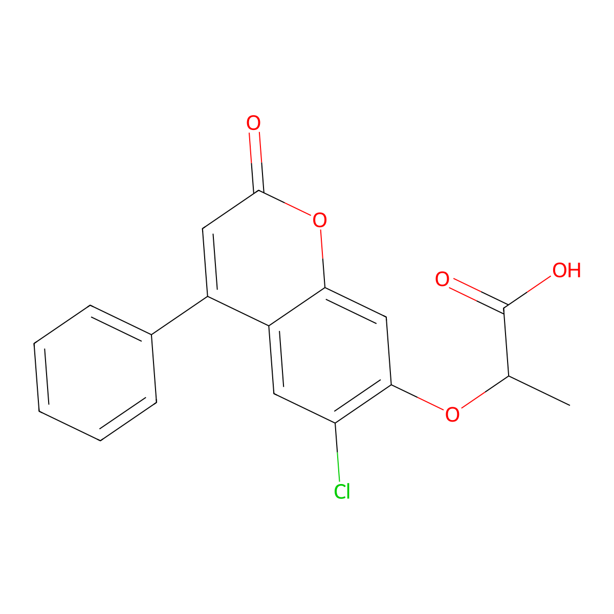 2-[(6-Chloro-2-oxo-4-phenyl-2H-chromen-7-yl)oxy]propanoic acid molecular structure, CAS 327097-31-4