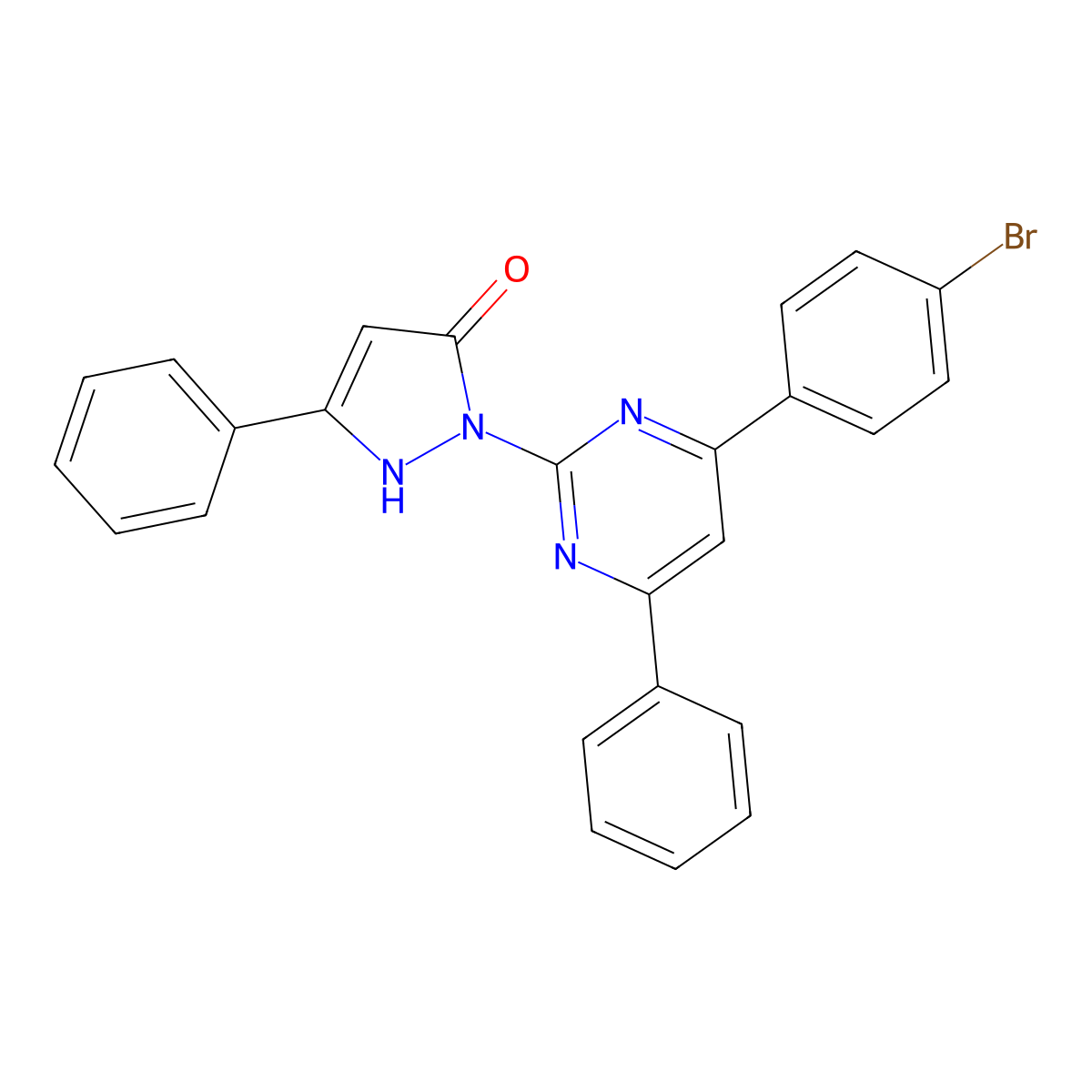 2-[4-(4-bromophenyl)-6-phenylpyrimidin-2-yl]-5-phenyl-1H-pyrazol-3-one molecular structure, CAS 327097-90-5