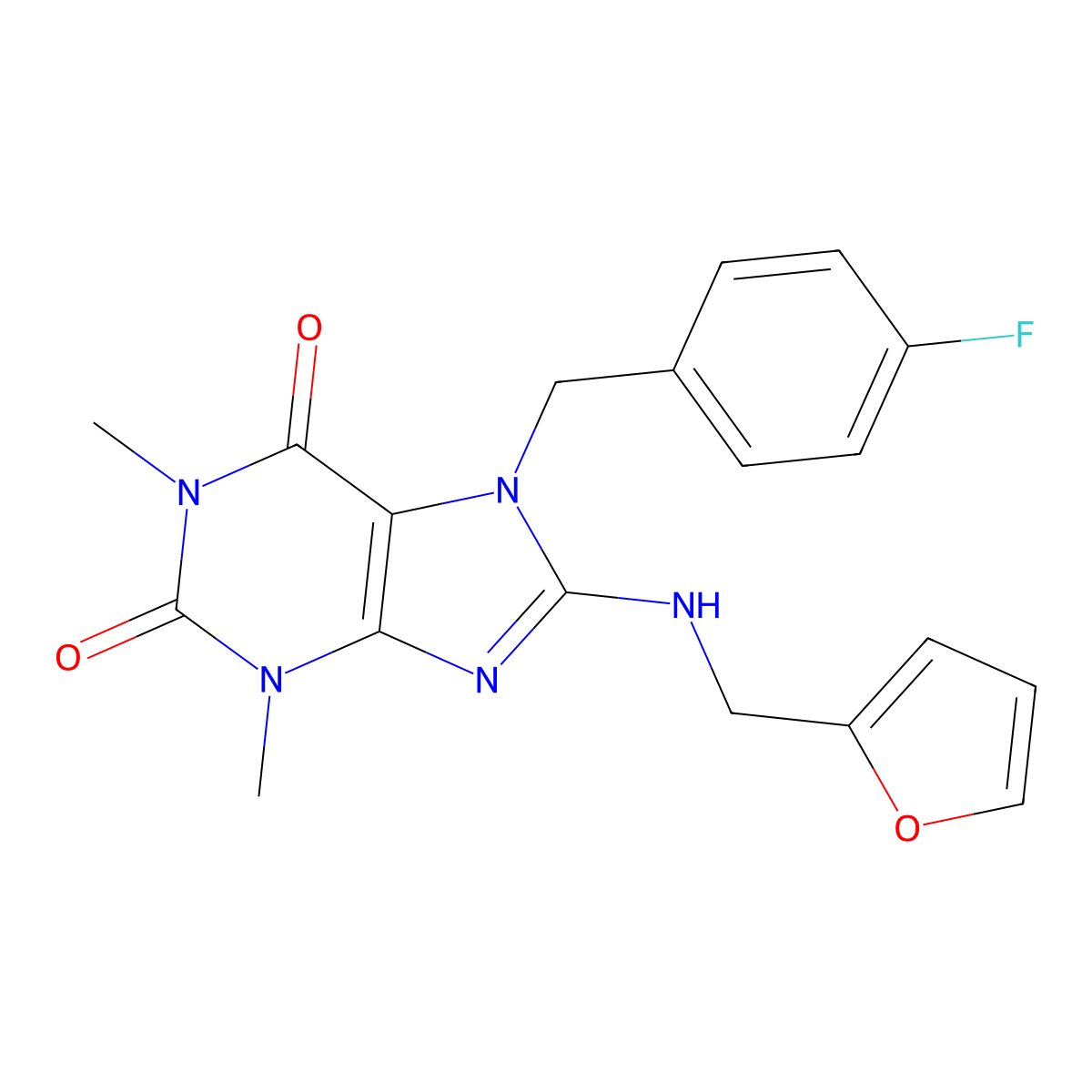 7-(4-fluorobenzyl)-8-((furan-2-ylmethyl)amino)-1,3-dimethyl-1H-purine-2,6(3H,7H)-dione molecular structure, CAS 327097-91-6