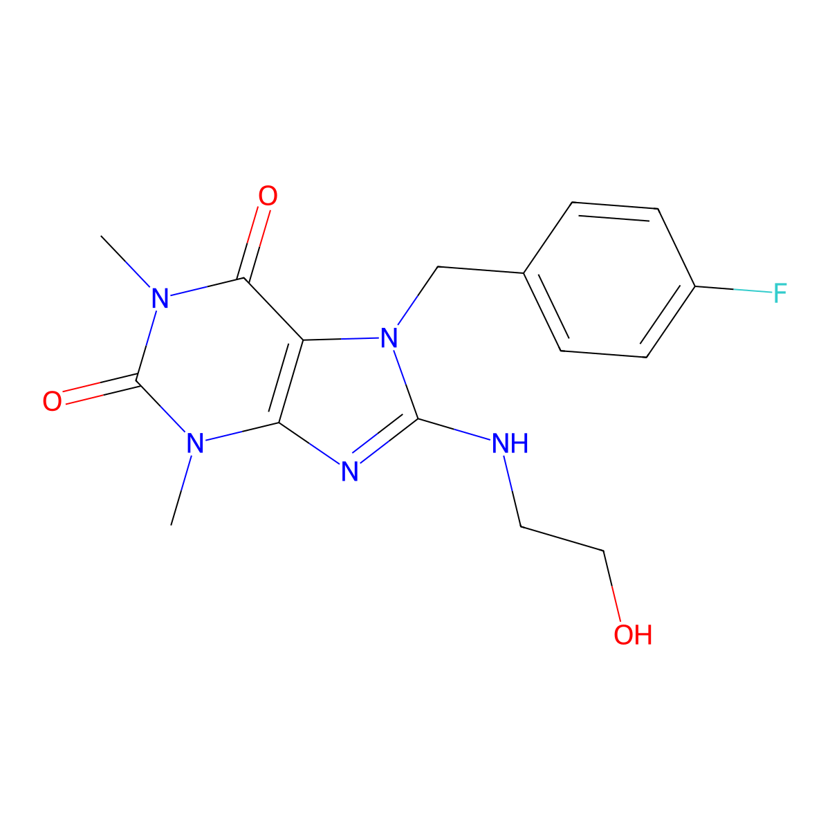 7-(4-fluorobenzyl)-8-[(2-hydroxyethyl)amino]-1,3-dimethyl-3,7-dihydro-1H-purine-2,6-dione molecular structure, CAS 327098-41-9