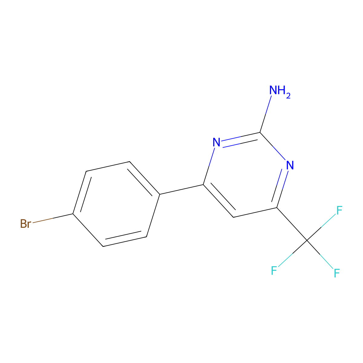 4-(4-Bromophenyl)-6-(trifluoromethyl)-2-pyrimidinylamine molecular structure, CAS 327098-68-0
