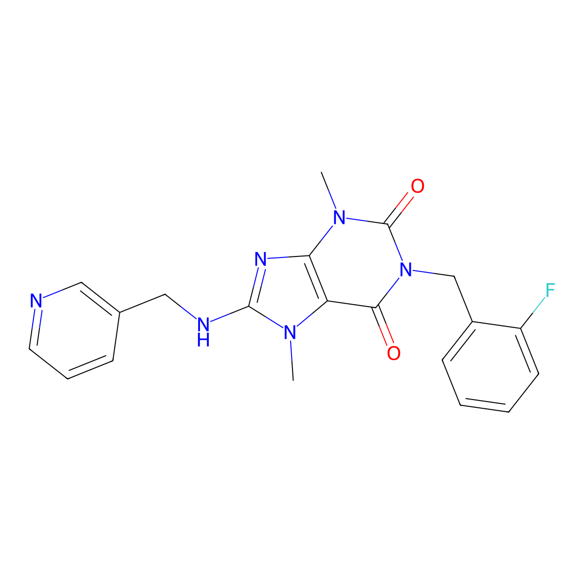 1-(2-fluorobenzyl)-3,7-dimethyl-8-[(3-pyridinylmethyl)amino]-3,7-dihydro-1H-purine-2,6-dione molecular structure, CAS 327099-04-7