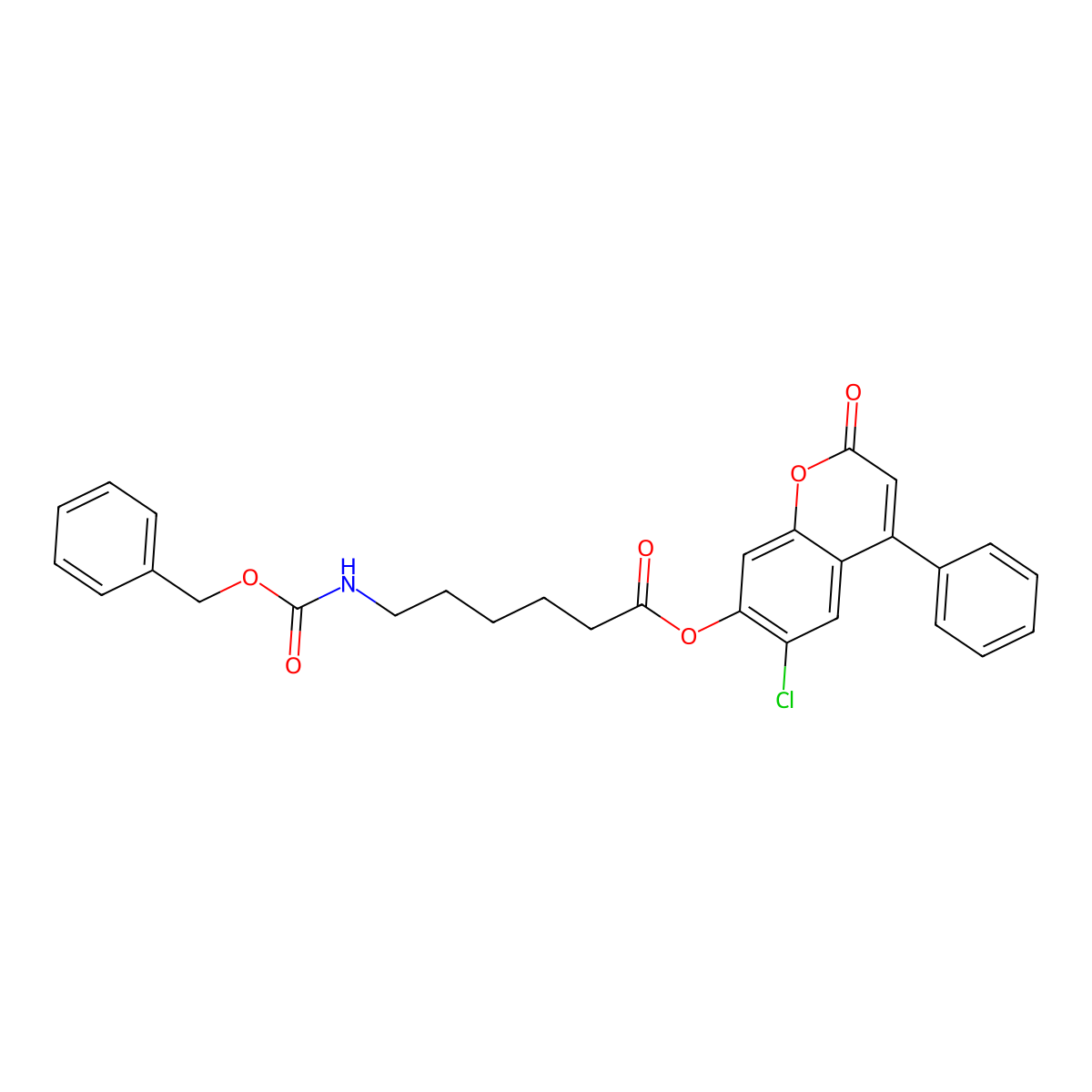 6-chloro-2-oxo-4-phenyl-2H-chromen-7-yl 6-{[(benzyloxy)carbonyl]amino}hexanoate molecular structure, CAS 327099-78-5