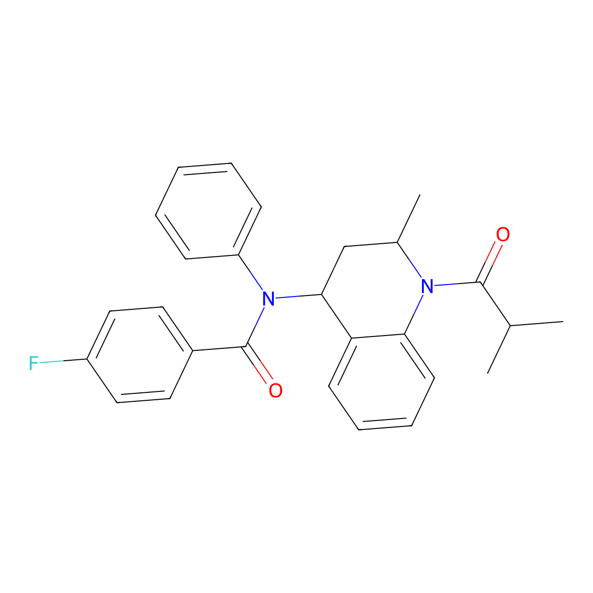 4-fluoro-N-[2-methyl-1-(2-methylpropanoyl)-1,2,3,4-tetrahydroquinolin-4-yl]-N-phenylbenzamide molecular structure, CAS 327099-92-3