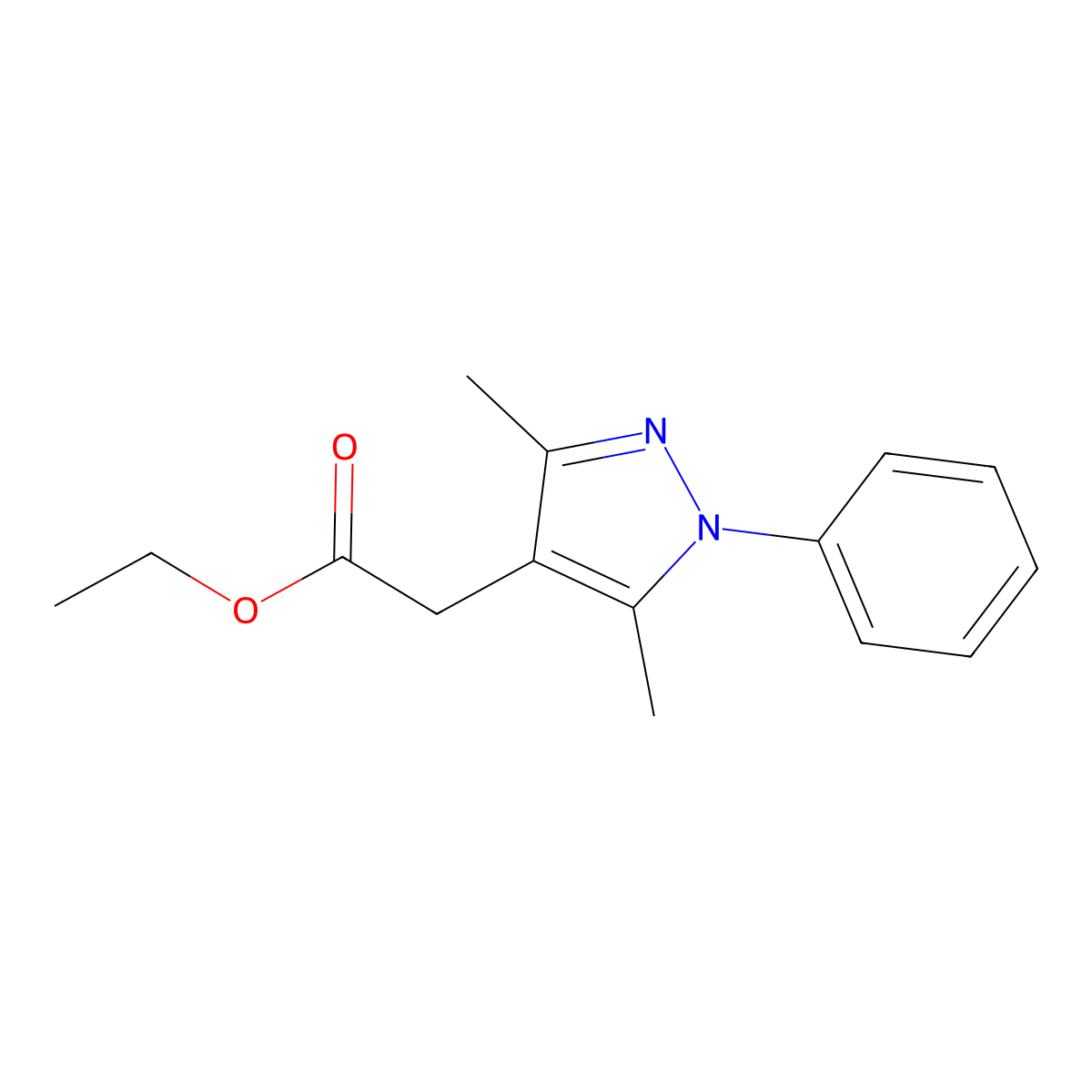 ethyl 2-(3,5-dimethyl-1-phenyl-1H-pyrazol-4-yl)acetate molecular structure, CAS 32710-86-4