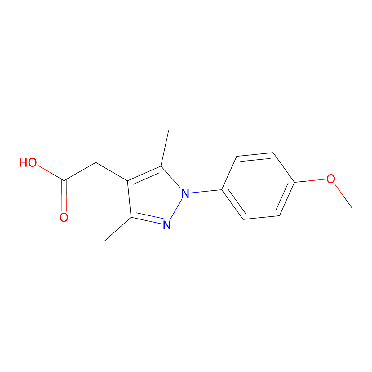 2-[1-(4-methoxyphenyl)-3,5-dimethyl-1H-pyrazol-4-yl]acetic acid molecular structure, CAS 32710-99-9