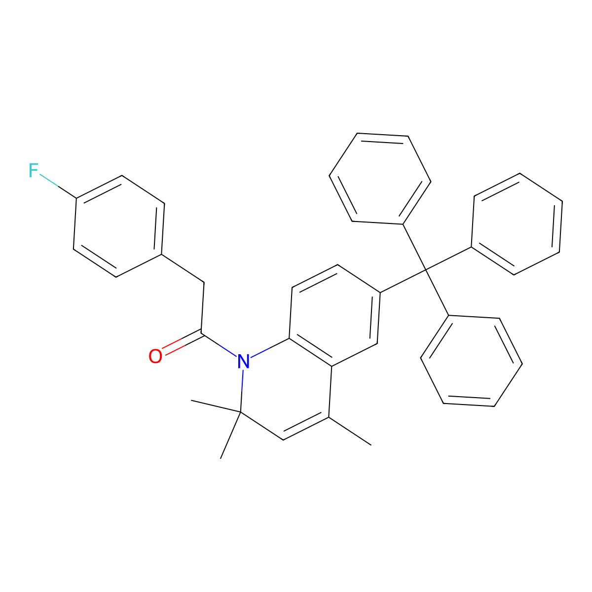 2-(4-Fluorophenyl)-1-(2,2,4-trimethyl-6-tritylquinolin-1-yl)ethanone molecular structure, CAS 327100-17-4