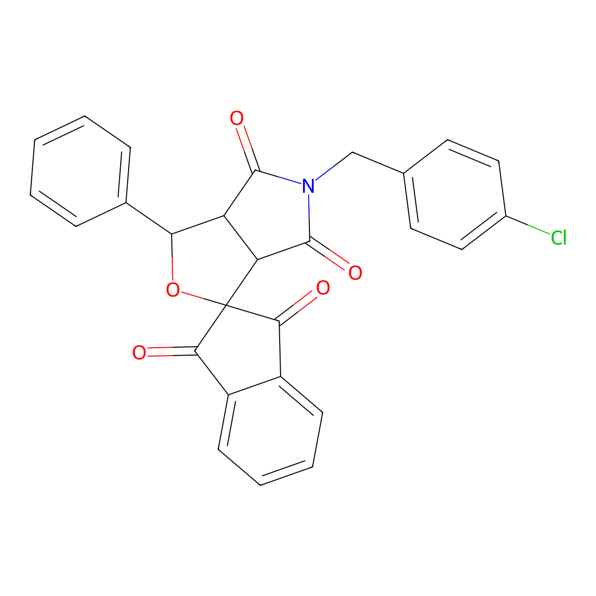 5-[(4-chlorophenyl)methyl]-1-phenylspiro[3a,6a-dihydro-1H-furo[3,4-c]pyrrole-3,2'-indene]-1',3',4,6-tetrone molecular structure, CAS 327100-56-1