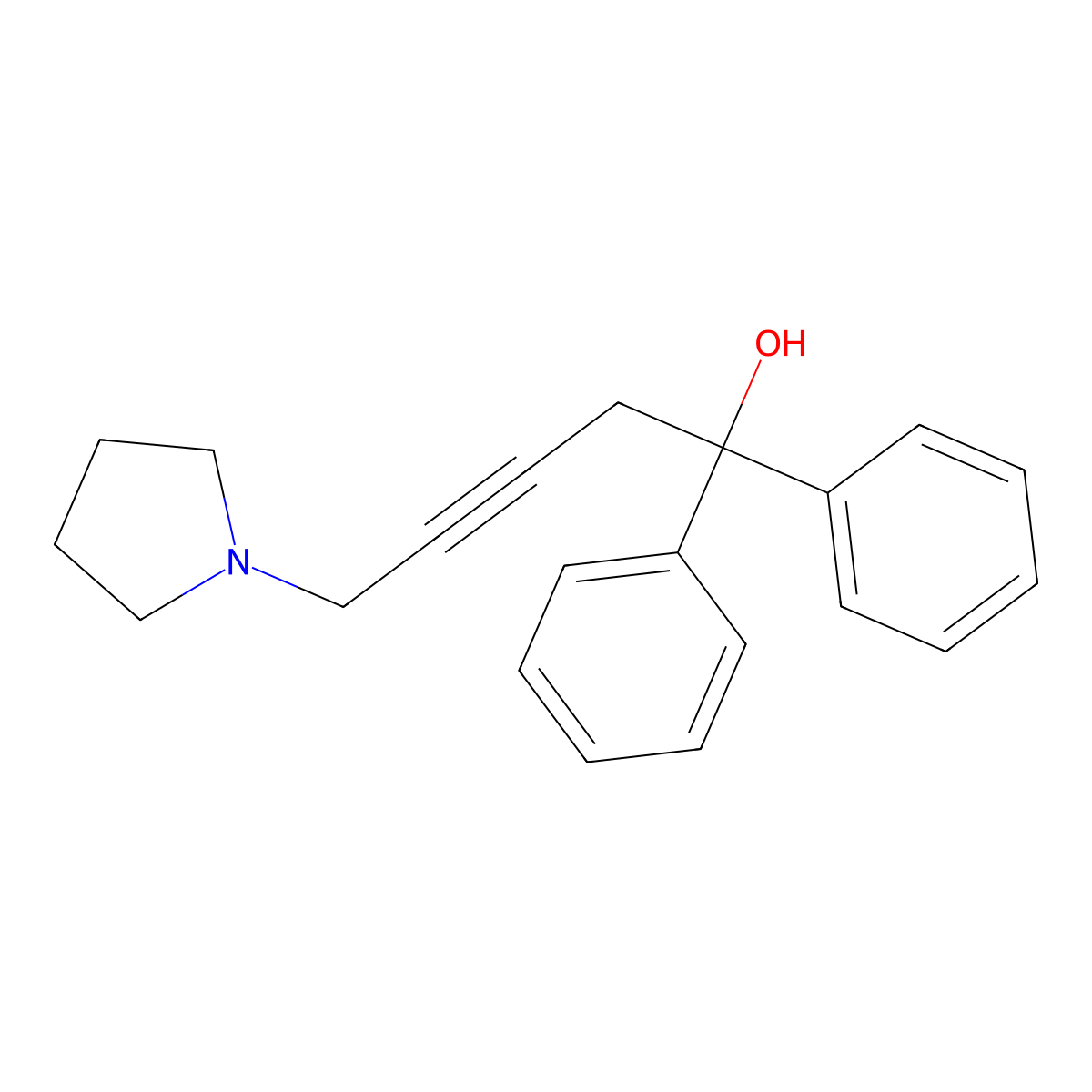 1,1-Diphenyl-5-(pyrrolidin-1-yl)pent-3-yn-1-ol molecular structure, CAS 327101-08-6
