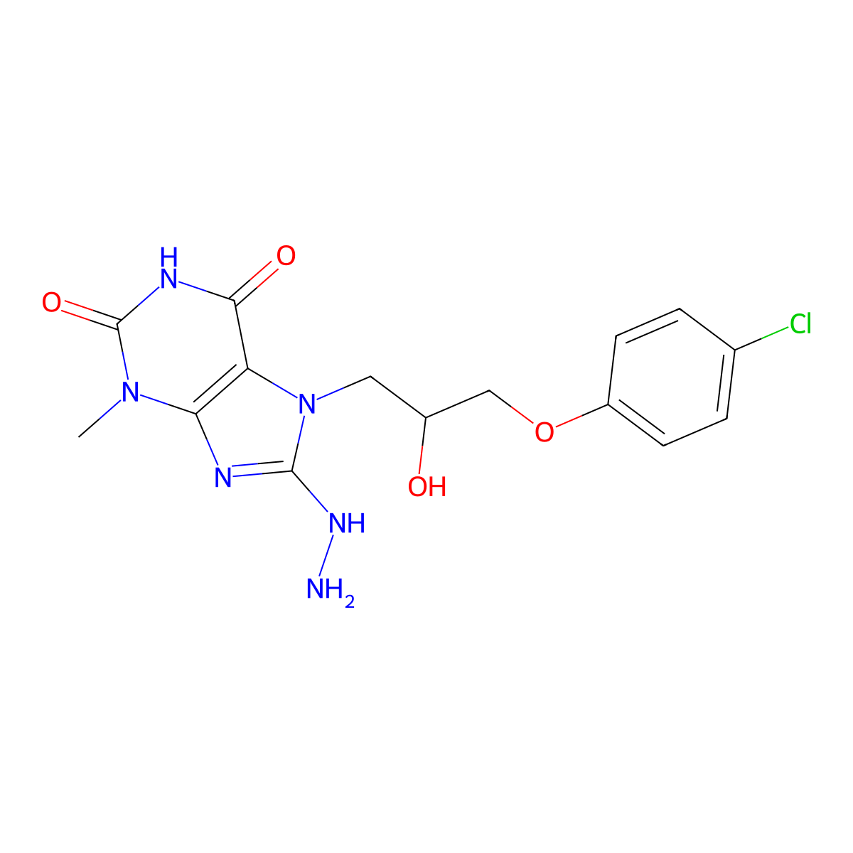 7-(3-(4-chlorophenoxy)-2-hydroxypropyl)-8-hydrazinyl-3-methyl-1H-purine-2,6(3H,7H)-dione molecular structure, CAS 327101-11-1