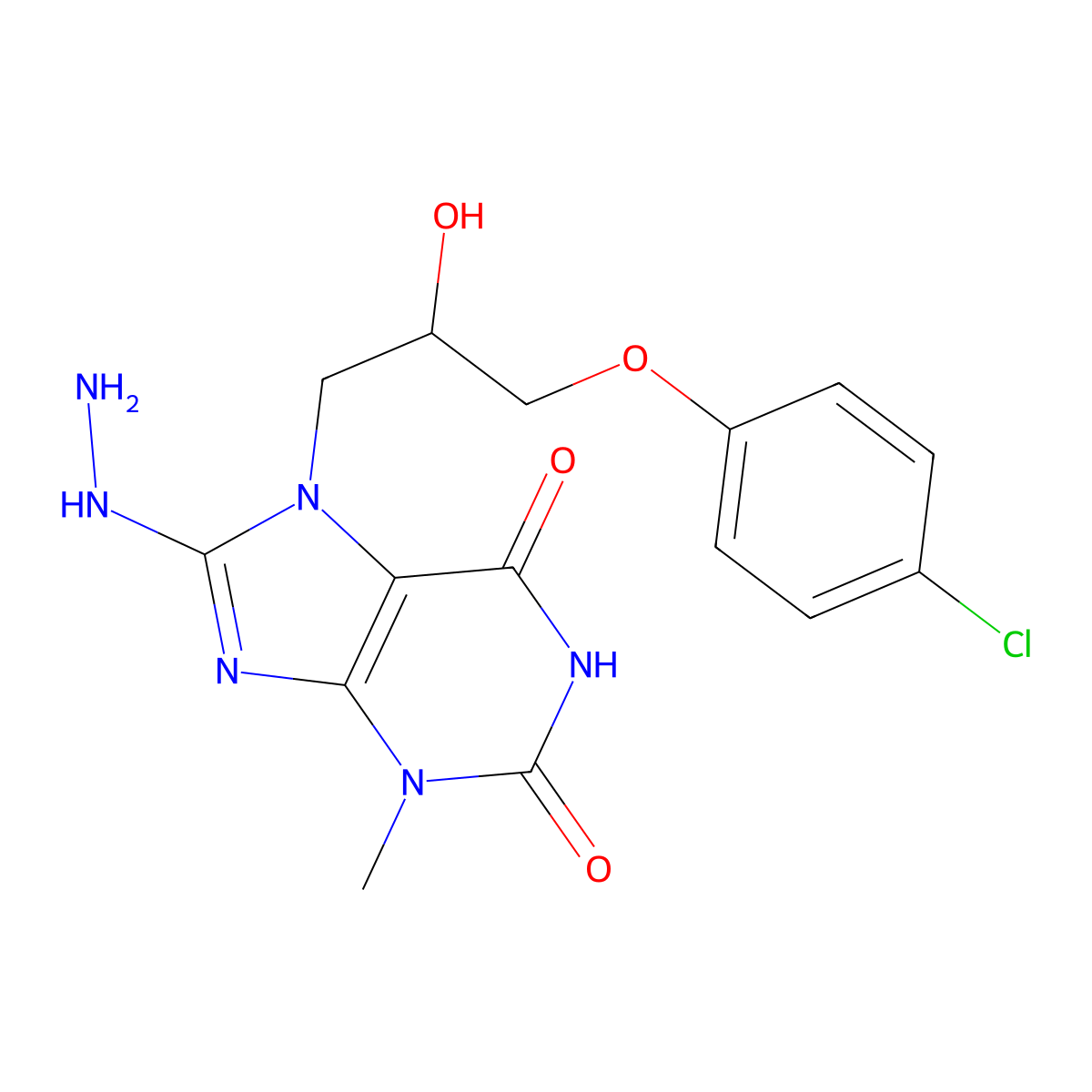 7-(3-(4-chlorophenoxy)-2-hydroxypropyl)-8-hydrazinyl-3-methyl-1H-purine-2,6(3H,7H)-dione molecular structure, CAS 327101-11-1