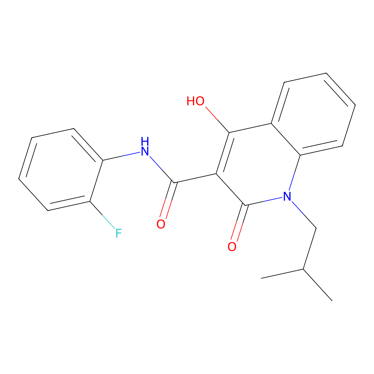N-(2-fluorophenyl)-4-hydroxy-1-(2-methylpropyl)-2-oxoquinoline-3-carboxamide molecular structure, CAS 327101-20-2