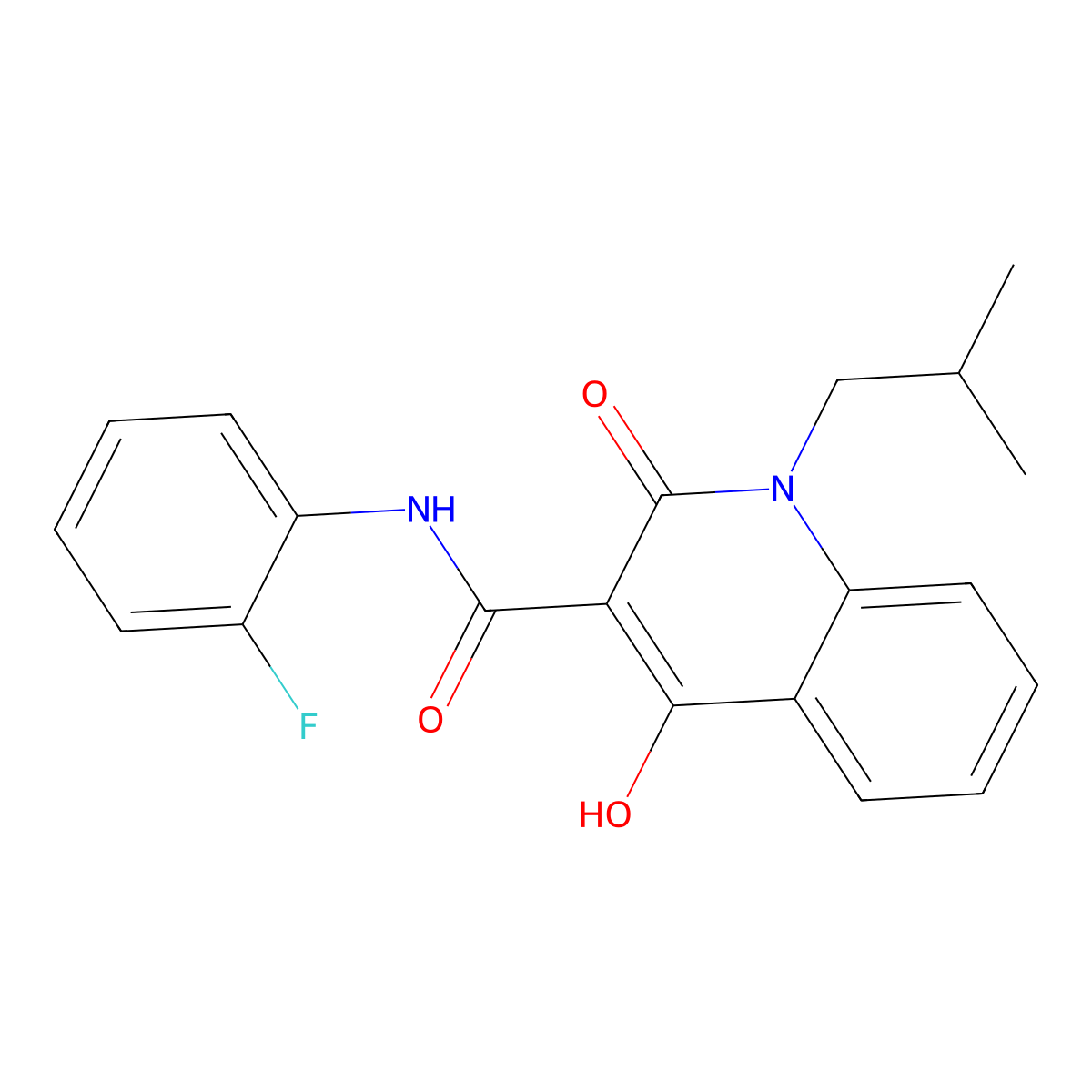 N-(2-fluorophenyl)-4-hydroxy-1-(2-methylpropyl)-2-oxoquinoline-3-carboxamide molecular structure, CAS 327101-20-2