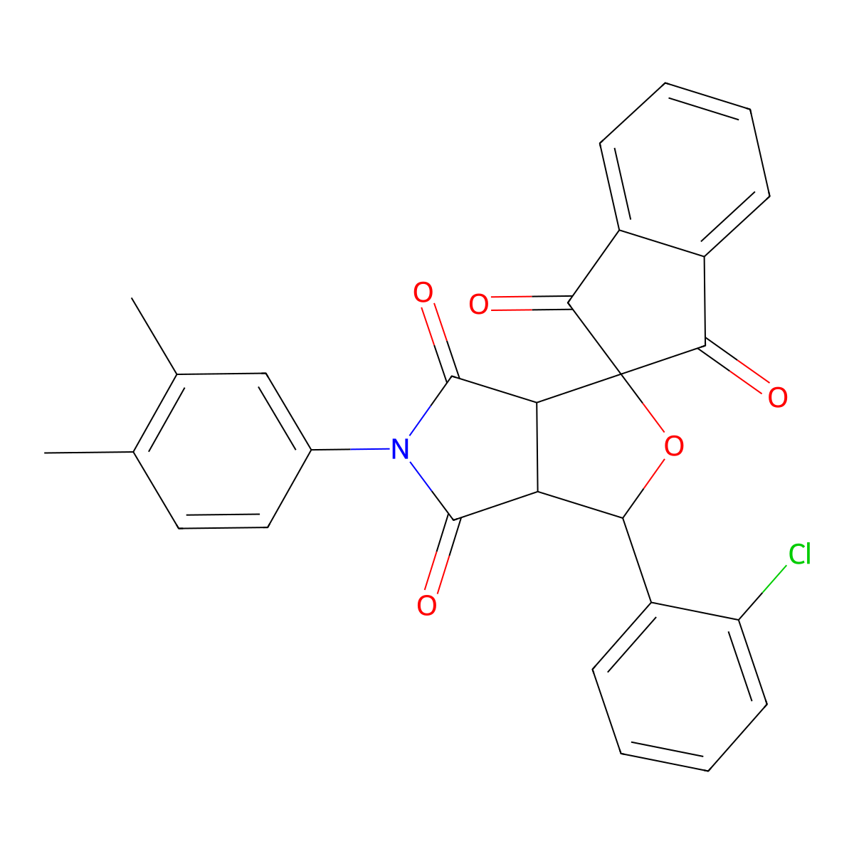 3-(2-chlorophenyl)-5-(3,4-dimethylphenyl)-3a,6a-dihydrospiro[furo[3,4-c]pyrrole-1,2'-indene]-1',3',4,6(3H,5H)-tetrone molecular structure, CAS 327101-35-9