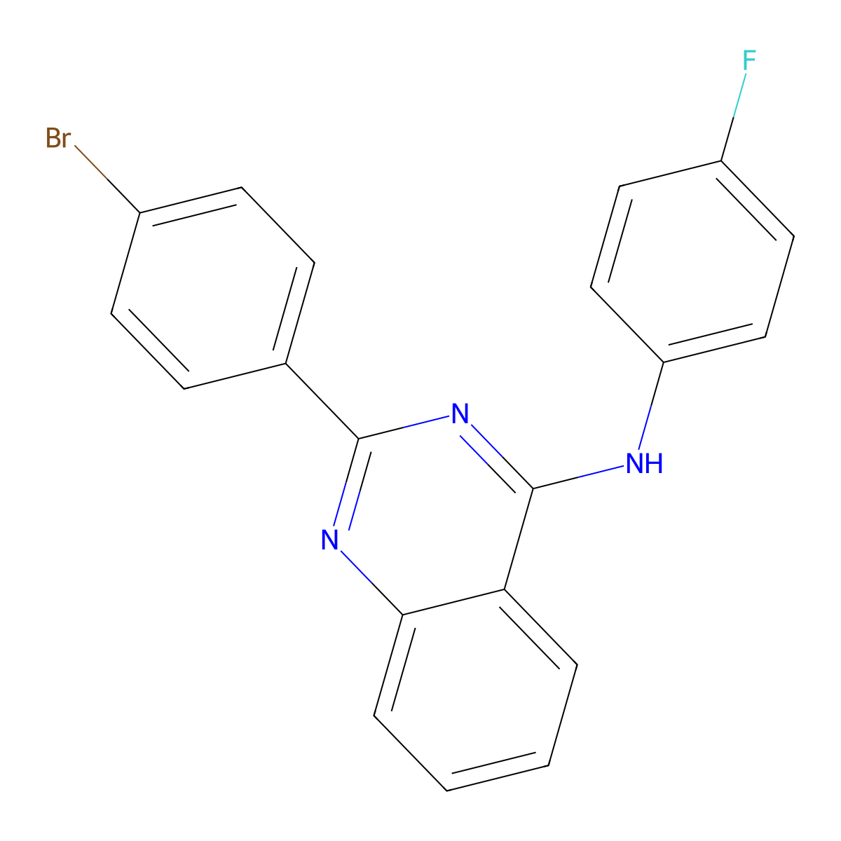 2-(4-bromophenyl)-N-(4-fluorophenyl)quinazolin-4-amine molecular structure, CAS 327101-49-5