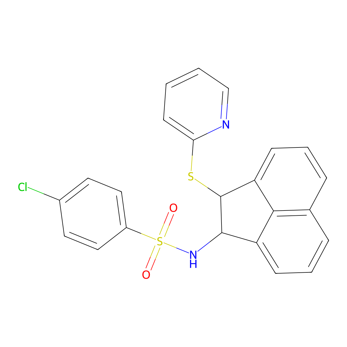 4-chloro-N-(2-pyridin-2-ylsulfanyl-1,2-dihydroacenaphthylen-1-yl)benzenesulfonamide molecular structure, CAS 327102-15-8