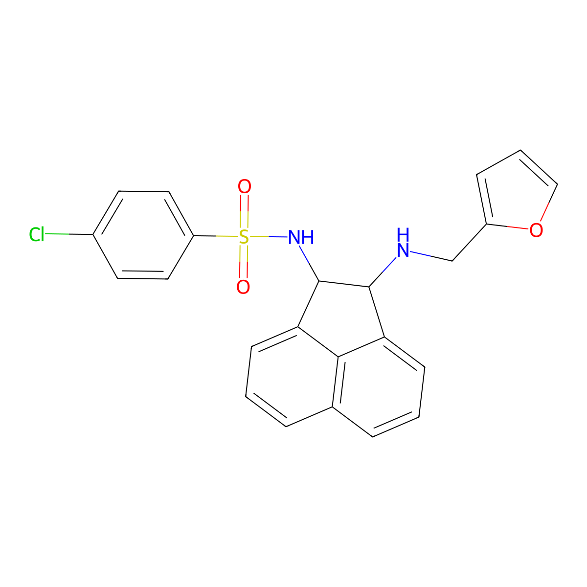 4-chloro-N-[2-(furan-2-ylmethylamino)-1,2-dihydroacenaphthylen-1-yl]benzenesulfonamide molecular structure, CAS 327102-18-1