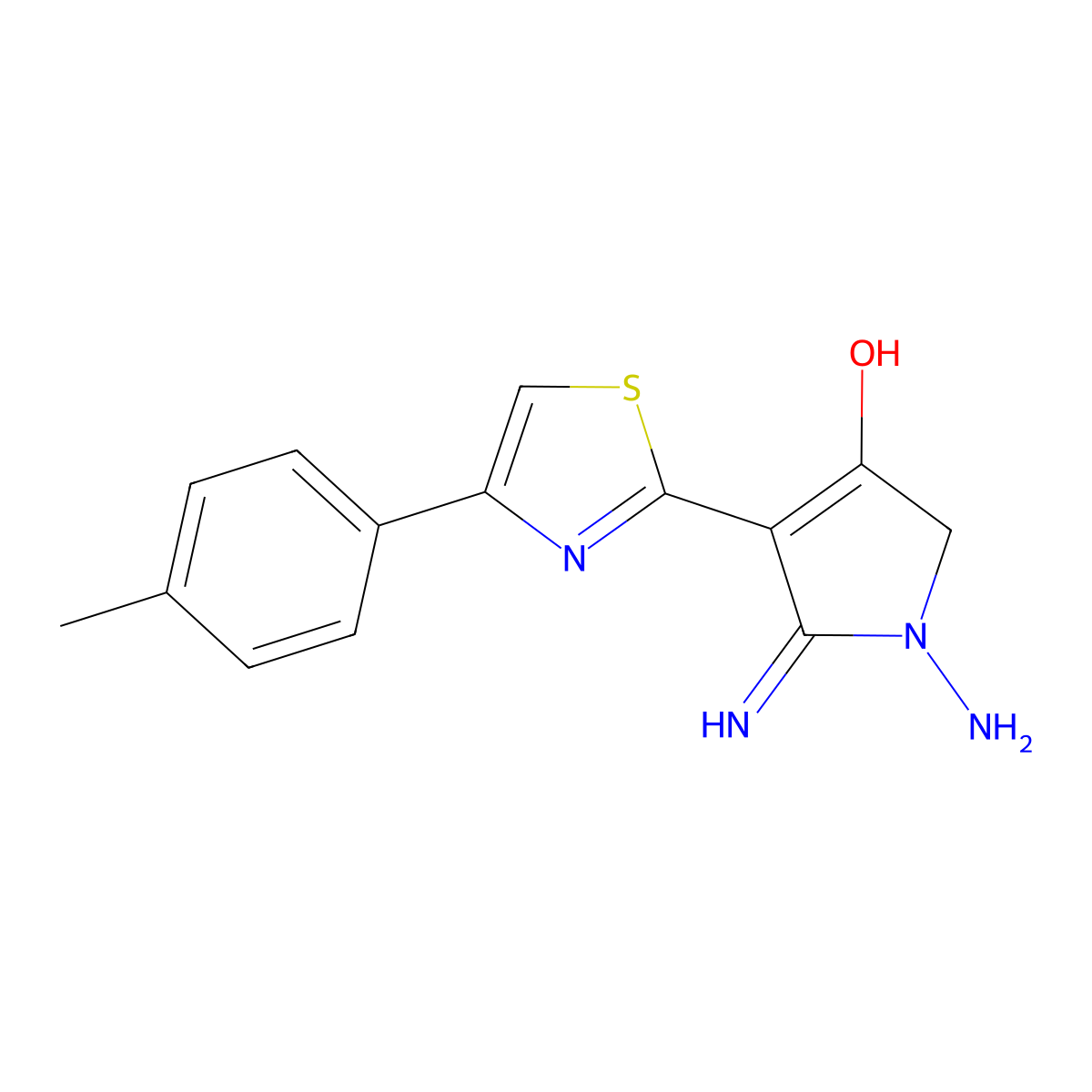 1,5-diamino-4-[4-(4-methylphenyl)-1,3-thiazol-2-yl]-1,2-dihydro-3H-pyrrol-3-one molecular structure, CAS 327103-33-3