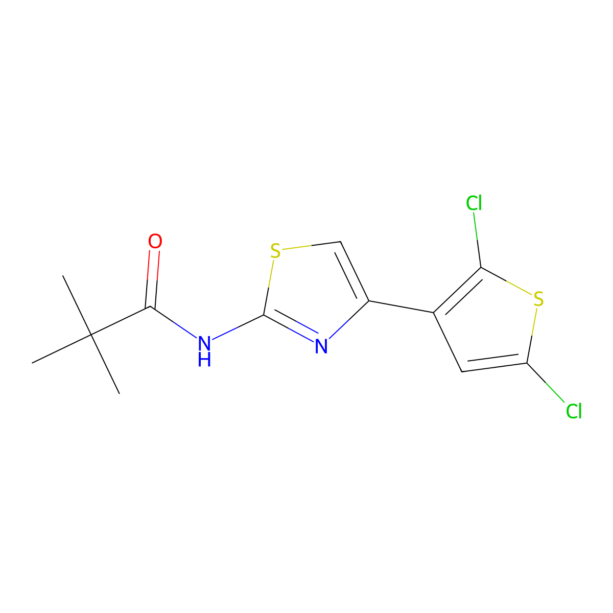 N-[4-(2,5-dichlorothiophen-3-yl)-1,3-thiazol-2-yl]-2,2-dimethylpropanamide molecular structure, CAS 327103-36-6