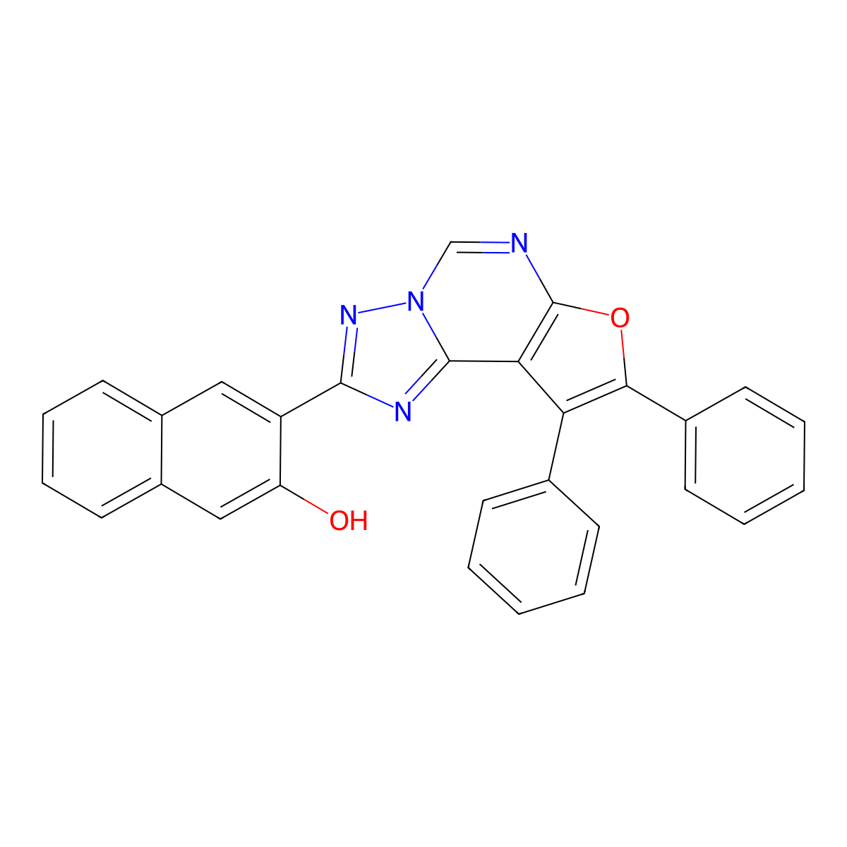 3-(8,9-Diphenylfuro[3,2-e][1,2,4]triazolo[1,5-c]pyrimidin-2-yl)naphthalen-2-ol molecular structure, CAS 327103-69-5