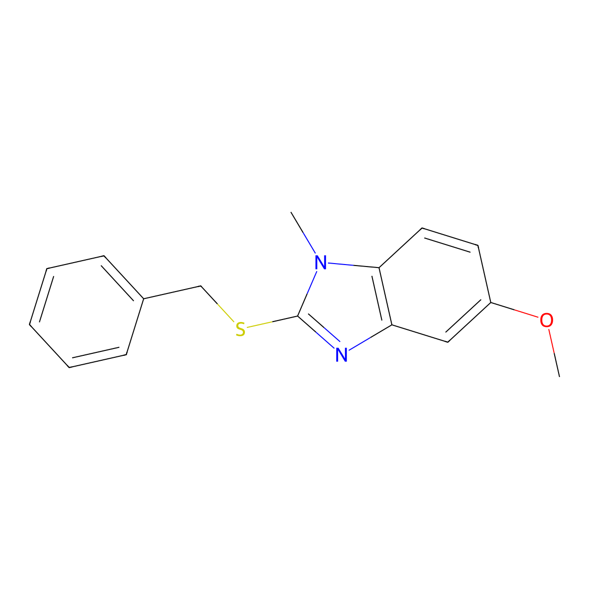 2-Benzylsulfanyl-5-methoxy-1-methylbenzimidazole molecular structure, CAS 327104-07-4