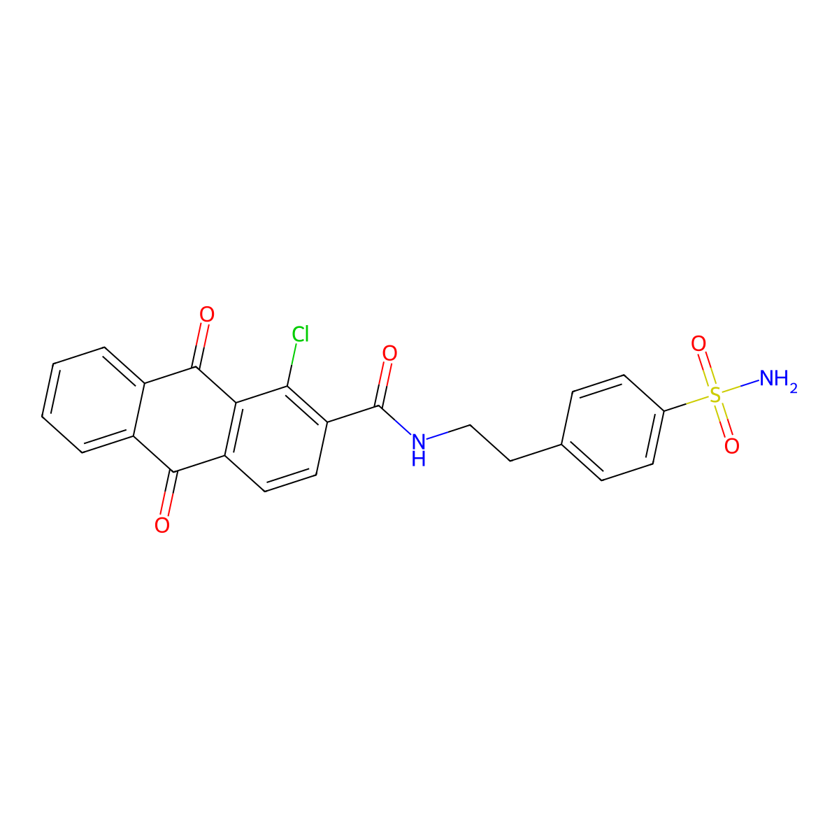 1-chloro-9,10-dioxo-N-[2-(4-sulfamoylphenyl)ethyl]anthracene-2-carboxamide molecular structure, CAS 327105-15-7