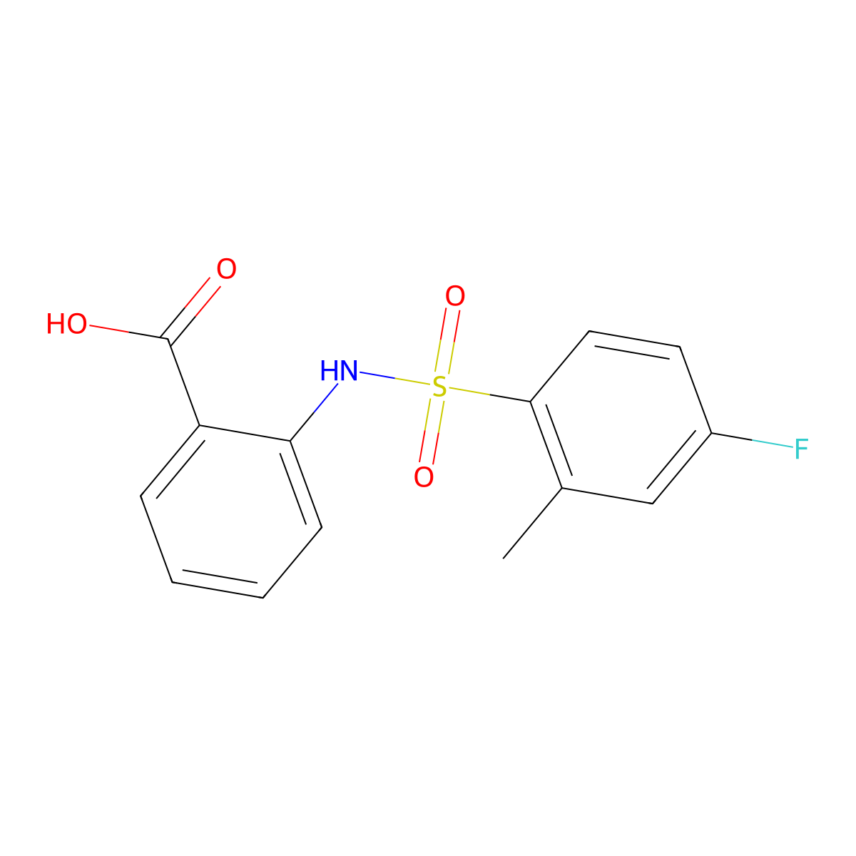 2-(4-Fluoro-2-methylbenzenesulfonamido)benzoic acid molecular structure, CAS 327105-31-7