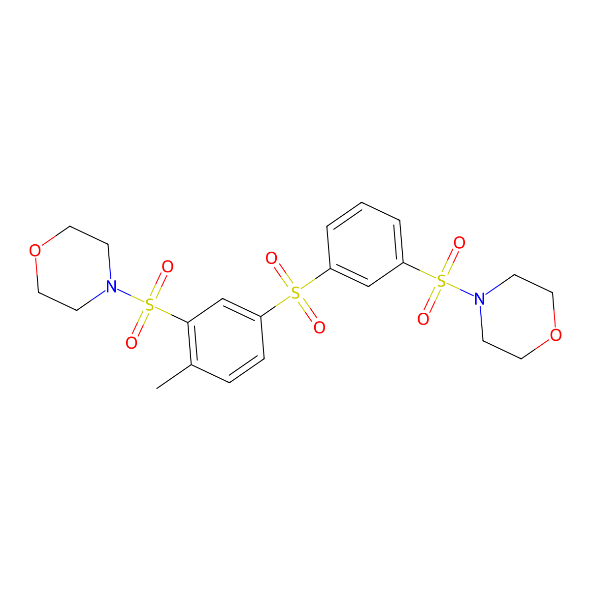 4-[3-(4-Methyl-3-morpholin-4-ylsulfonylphenyl)sulfonylphenyl]sulfonylmorpholine molecular structure, CAS 327105-56-6