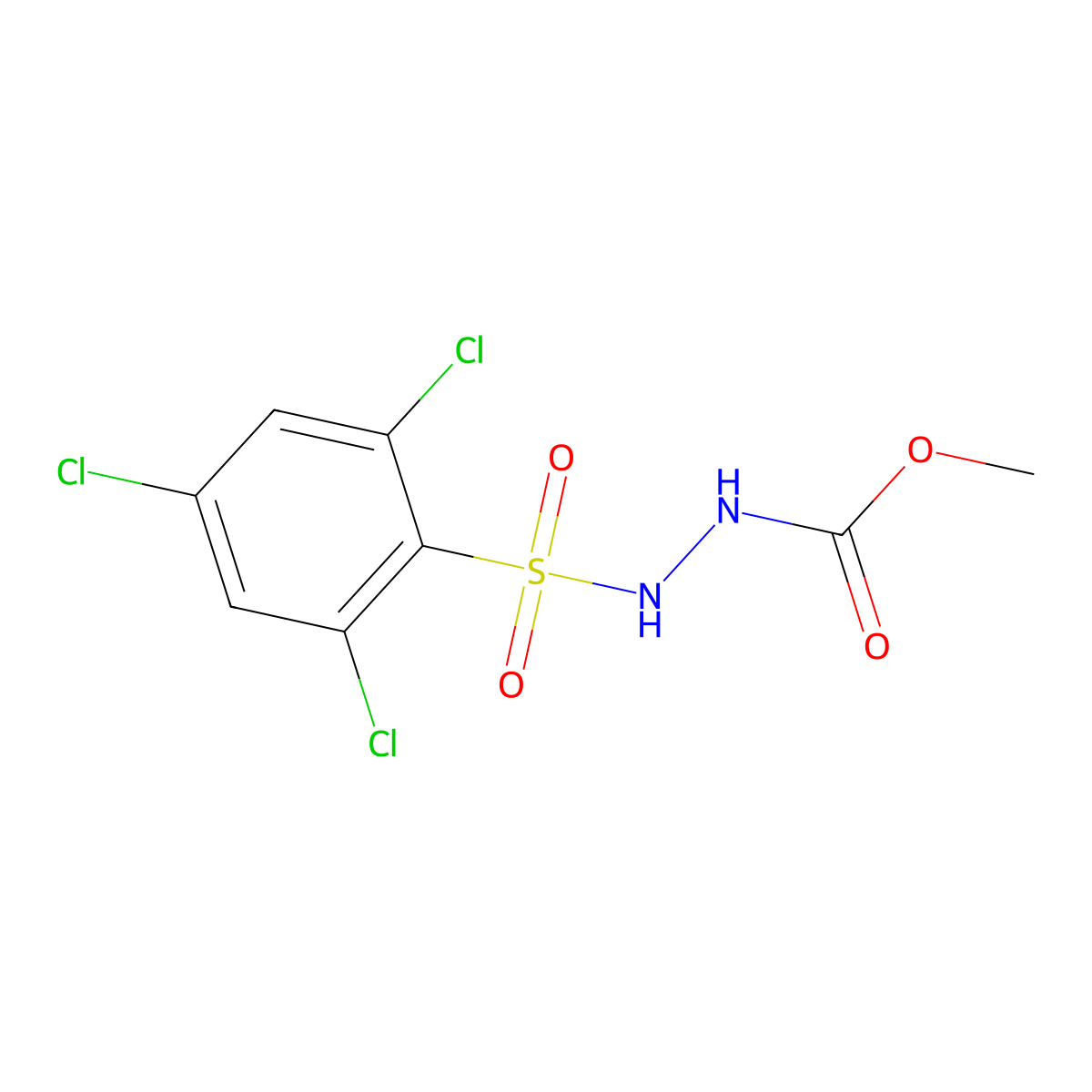 methyl N-[(2,4,6-trichlorophenyl)sulfonylamino]carbamate molecular structure, CAS 327105-58-8