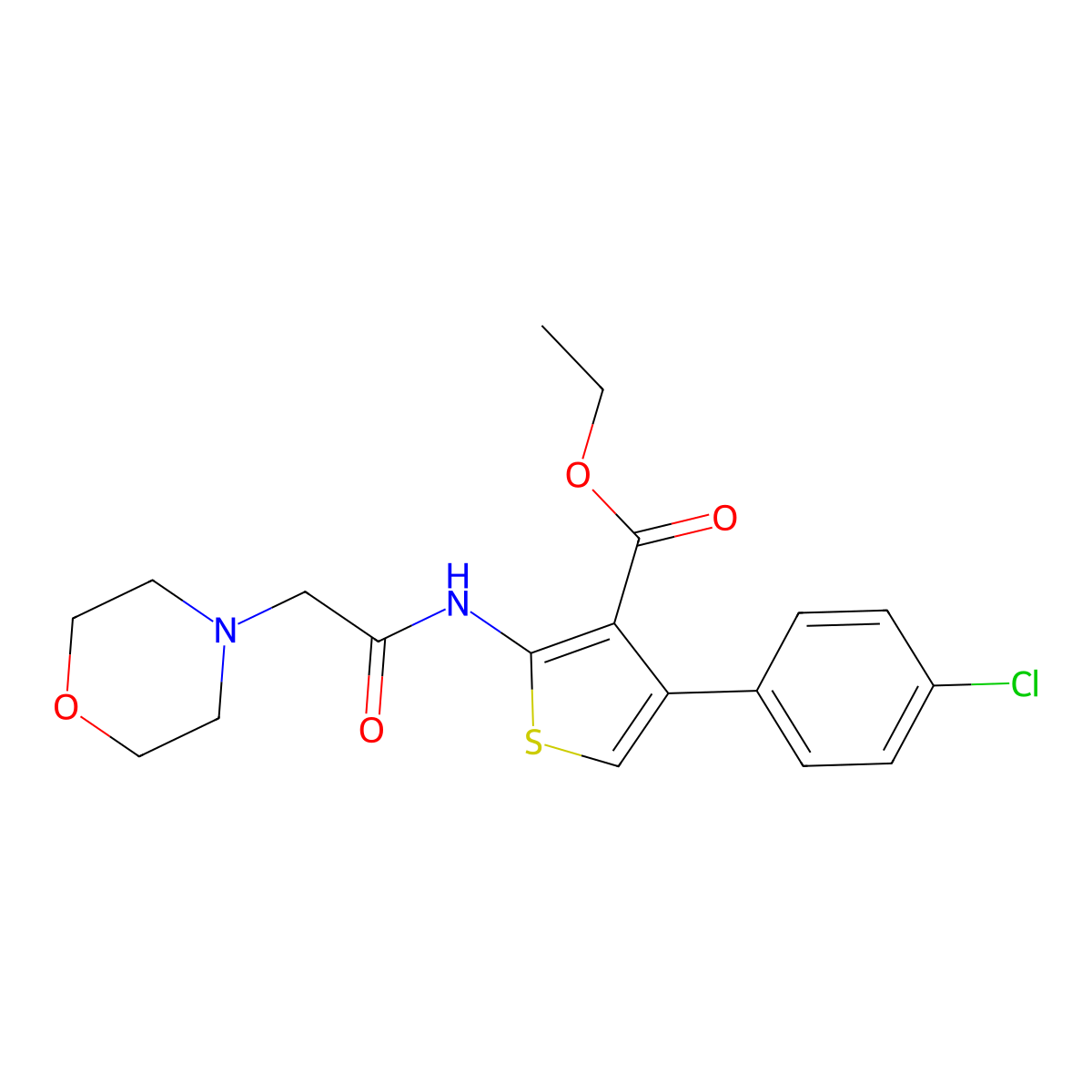 Ethyl 4-(4-chlorophenyl)-2-(2-morpholinoacetamido)thiophene-3-carboxylate molecular structure, CAS 327105-78-2