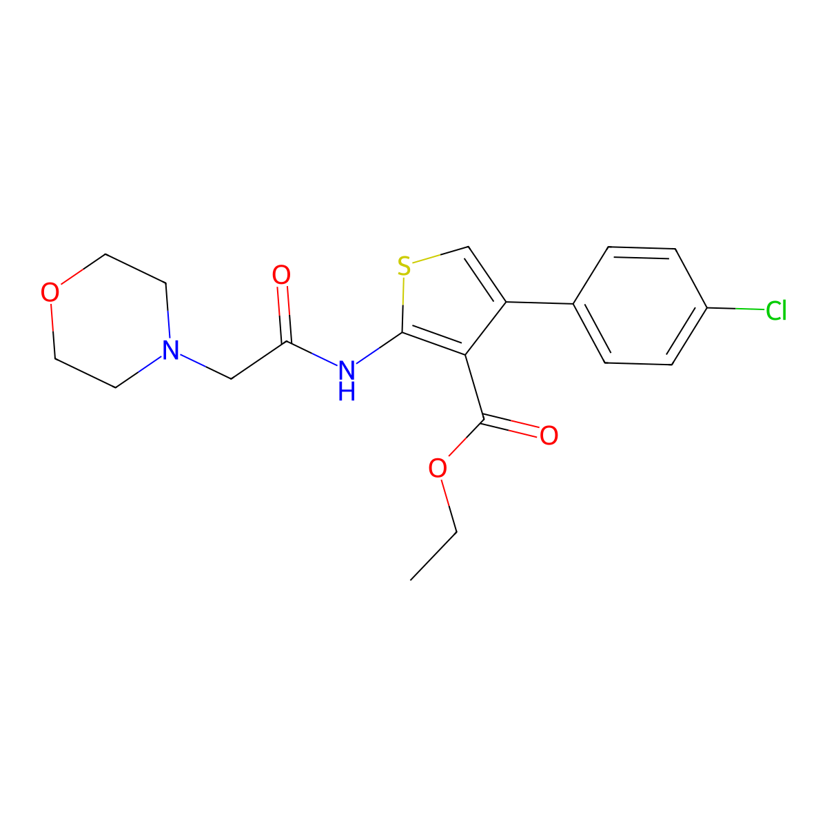 Ethyl 4-(4-chlorophenyl)-2-(2-morpholinoacetamido)thiophene-3-carboxylate molecular structure, CAS 327105-78-2