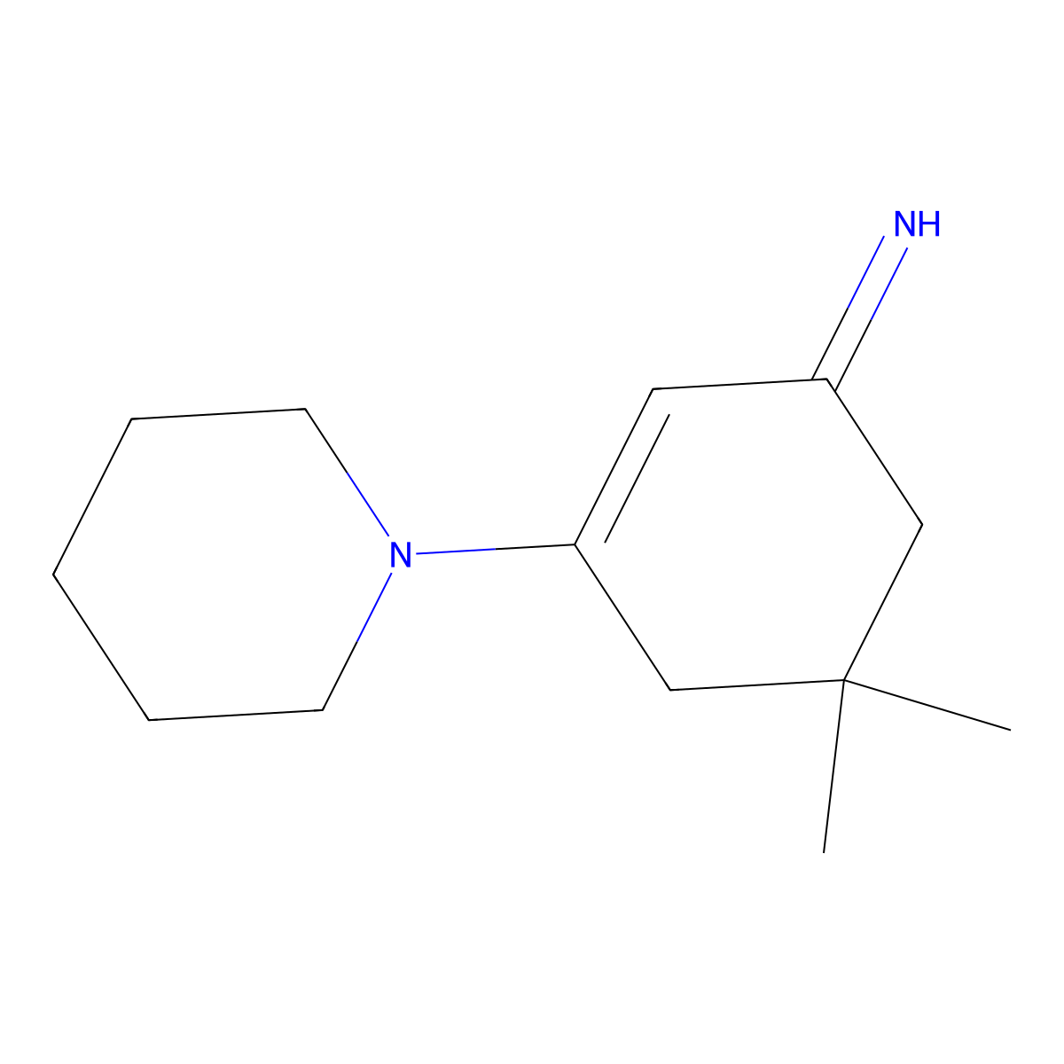 5,5-Dimethyl-3-piperidin-1-yl-cyclohex-2-enylideneamine molecular structure, CAS 327106-14-9